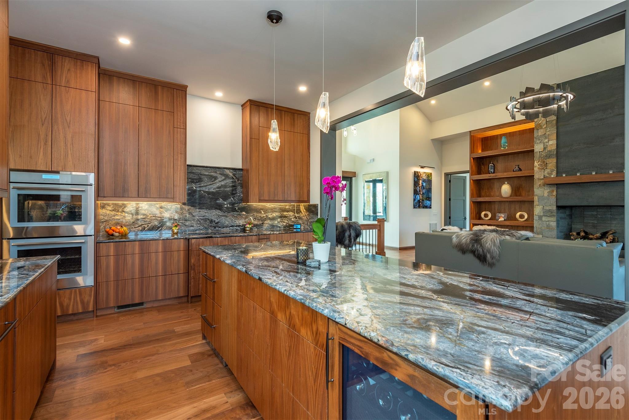 2 Thermador convection ovens and induction cook top with pop-up vent for stove top. Two pull out spice racks and pull-out utensil drawer - 158 Riverbend Forest Drive, Asheville
