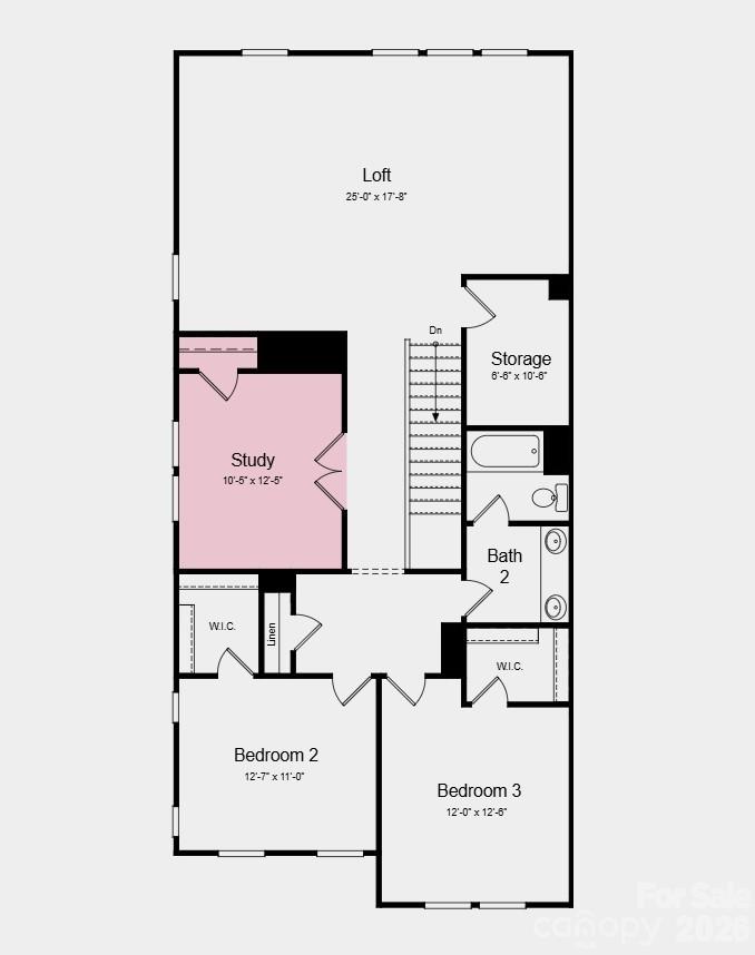 Second Floor Plan - Additional Highlights Include: a shower with a ledge in the primary bathroom, a study in place of a flex room, and a slide-in gas oven range - 3177 Beacon Heights Road, Indian Land