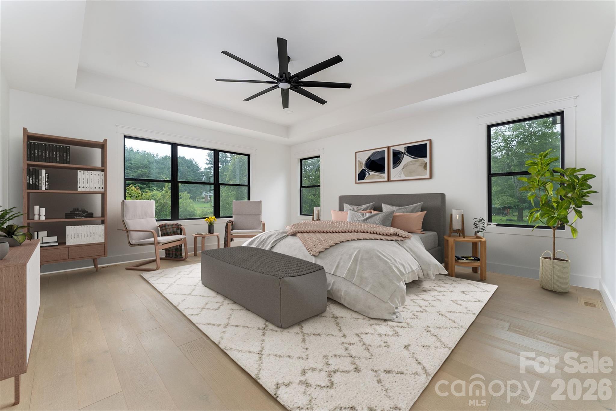 virtually staged primary suite with large walk-in closet and large en-suite bath - 808 Maybank Drive, Hendersonville