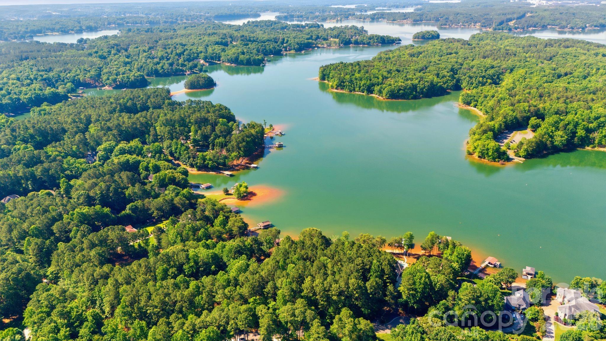 Overhead view overlooking Lake Norman State Park. - 161 Eagle Chase Lane, Troutman