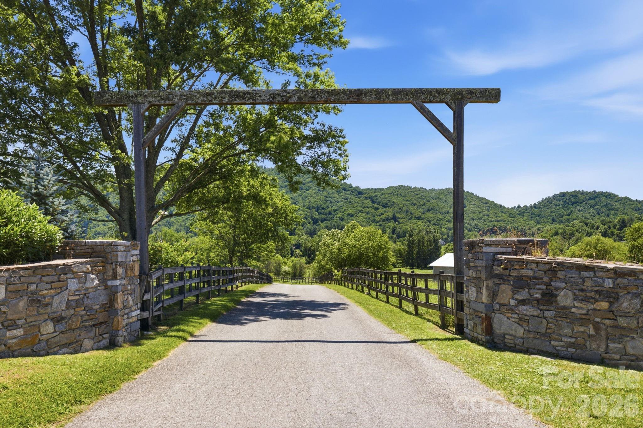 Timber-framed entrance to Cane Creek Ranch - 114 Cane Creek Ranch Drive, Fletcher