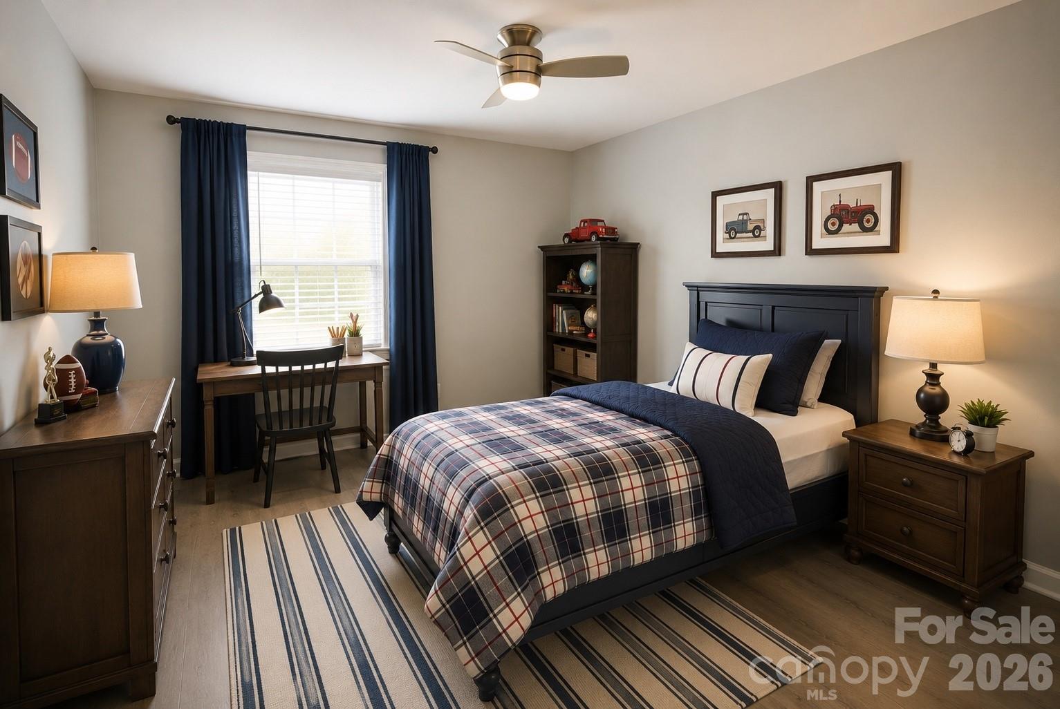 Virtually staged second bedroom upstairs - 2705 N Center Street, Hickory