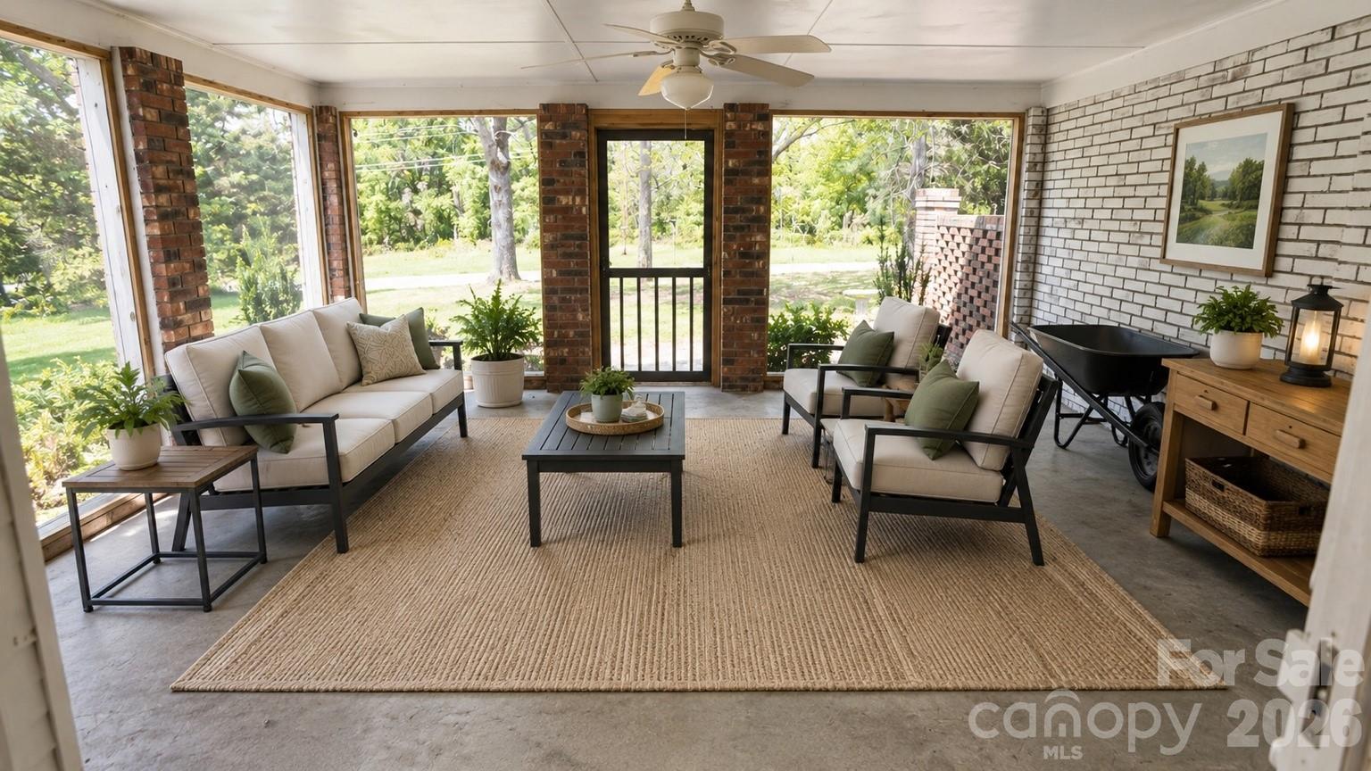 Virtually staged covered screened patio - 2705 N Center Street, Hickory