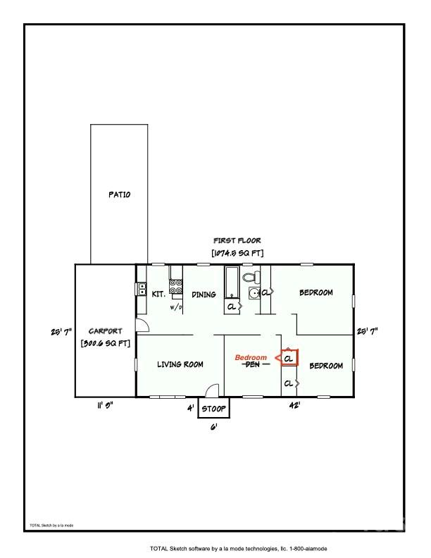 Floor plan with re-imagining the Den as a 3rd Bedroom - 725 5th Avenue SW, Hickory