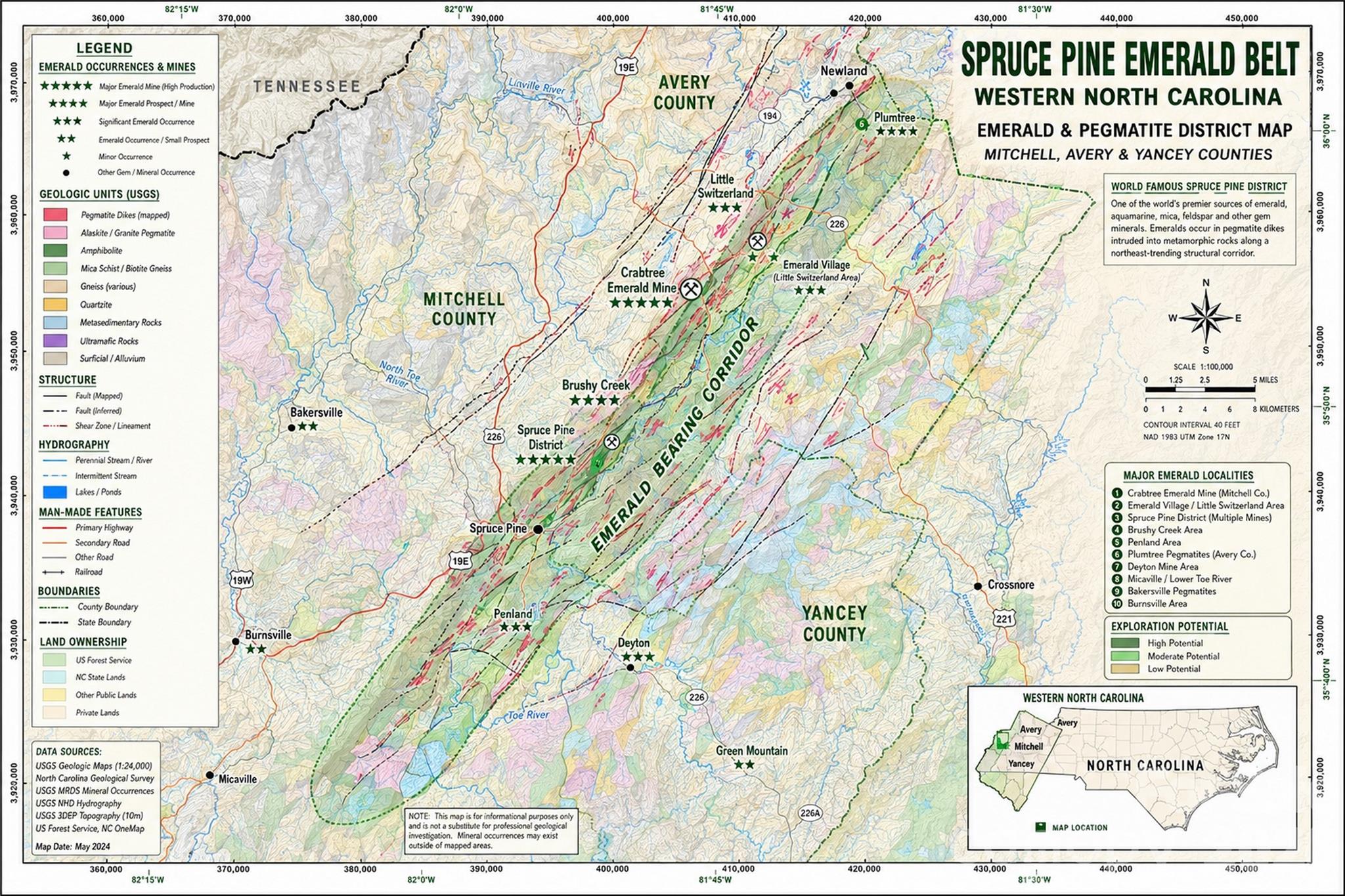AI generated image of potential mining areas near Spruce Pine, NC. - 1305 Halltown Road, Spruce Pine