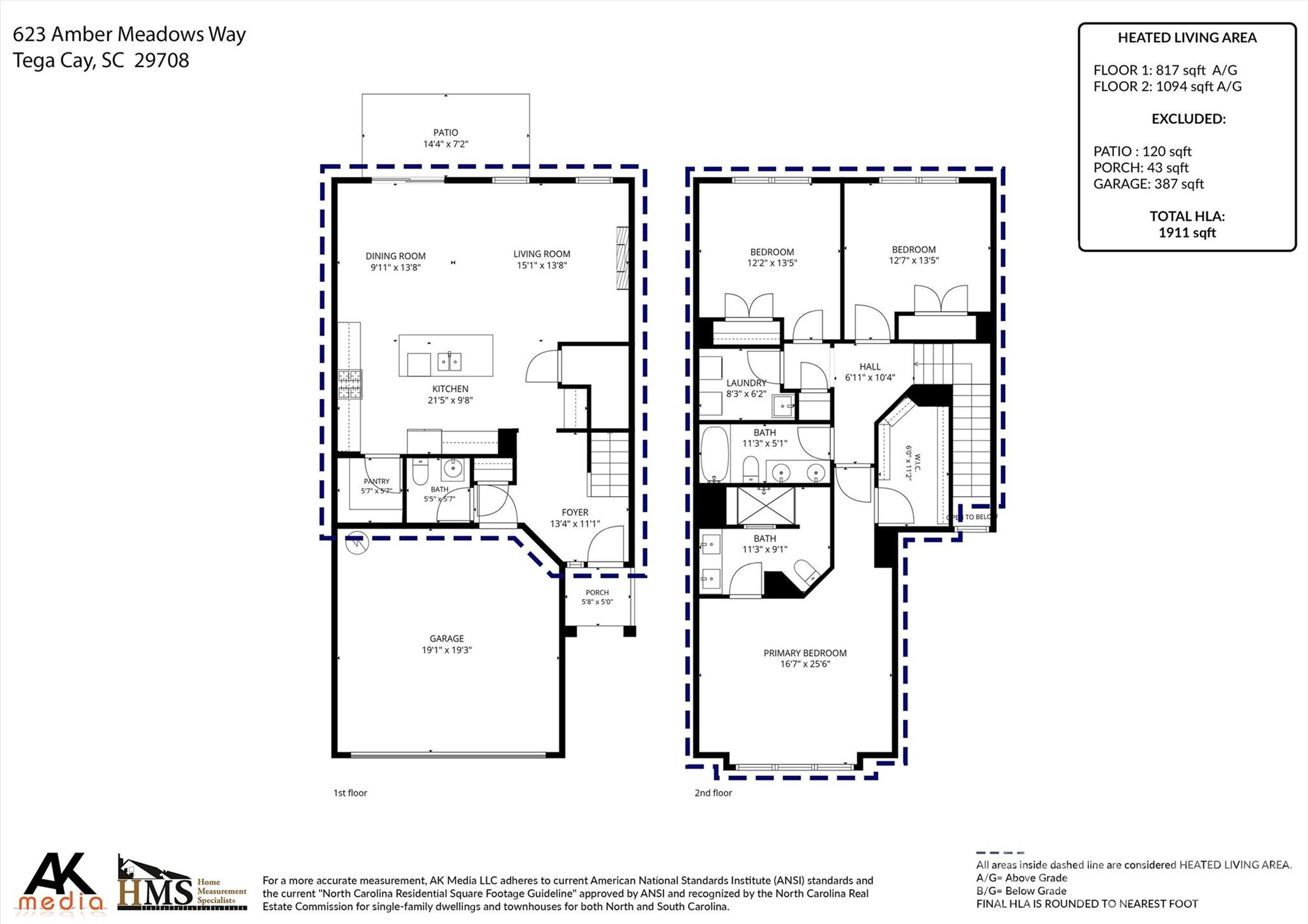 Floorplan and Measurements - 623 Amber Meadows Way, Fort Mill
