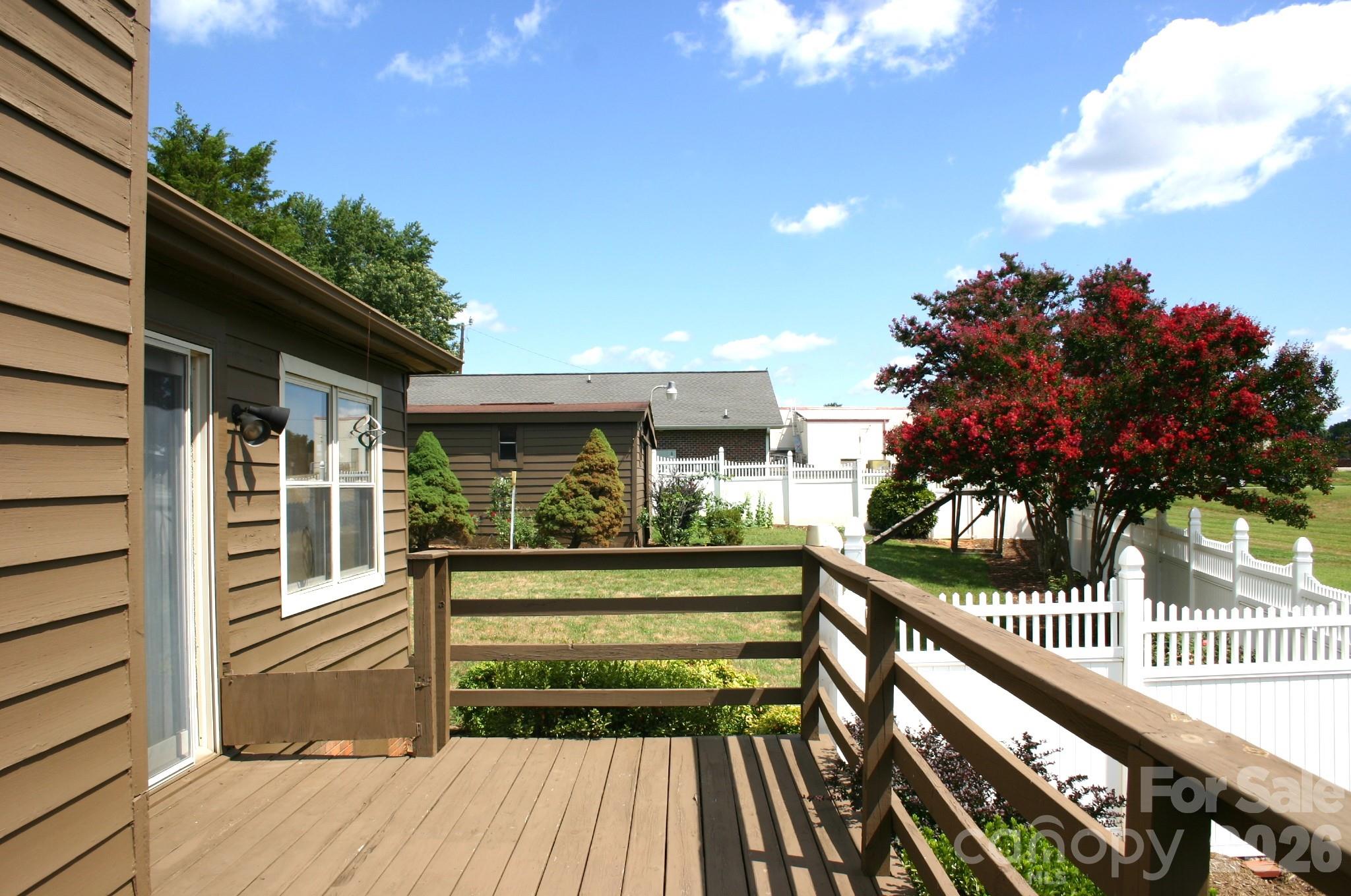 View from deck into yard - 1647 Woodridge Circle, Hickory