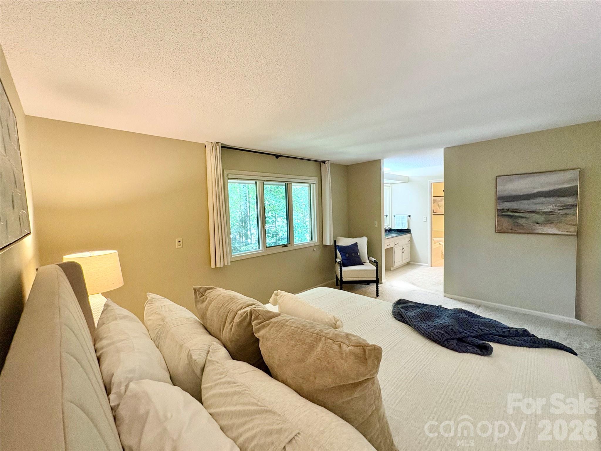 Spacious Primary Bedroom has 3 closets & separate dressing area into ensuite bathroom - 115 Woodhaven Drive, Hendersonville