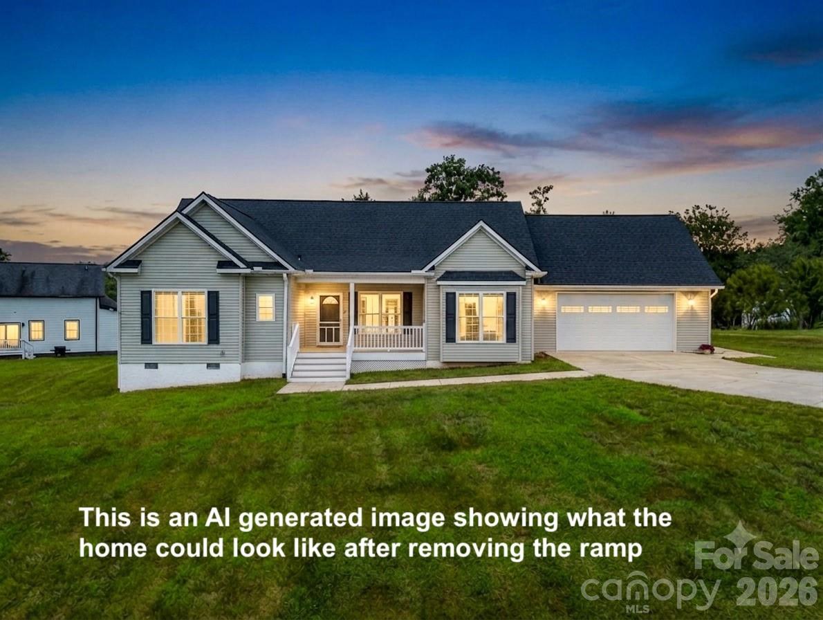 This is an AI mockup of what the front of the home could look like if buyer chose to remove the ramp. - 355 Hidden Meadow Drive, Hendersonville