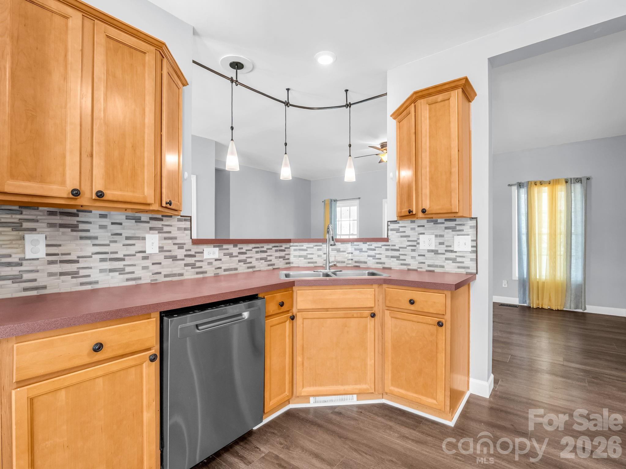 From the kitchen you can enter the living area. - 355 Hidden Meadow Drive, Hendersonville