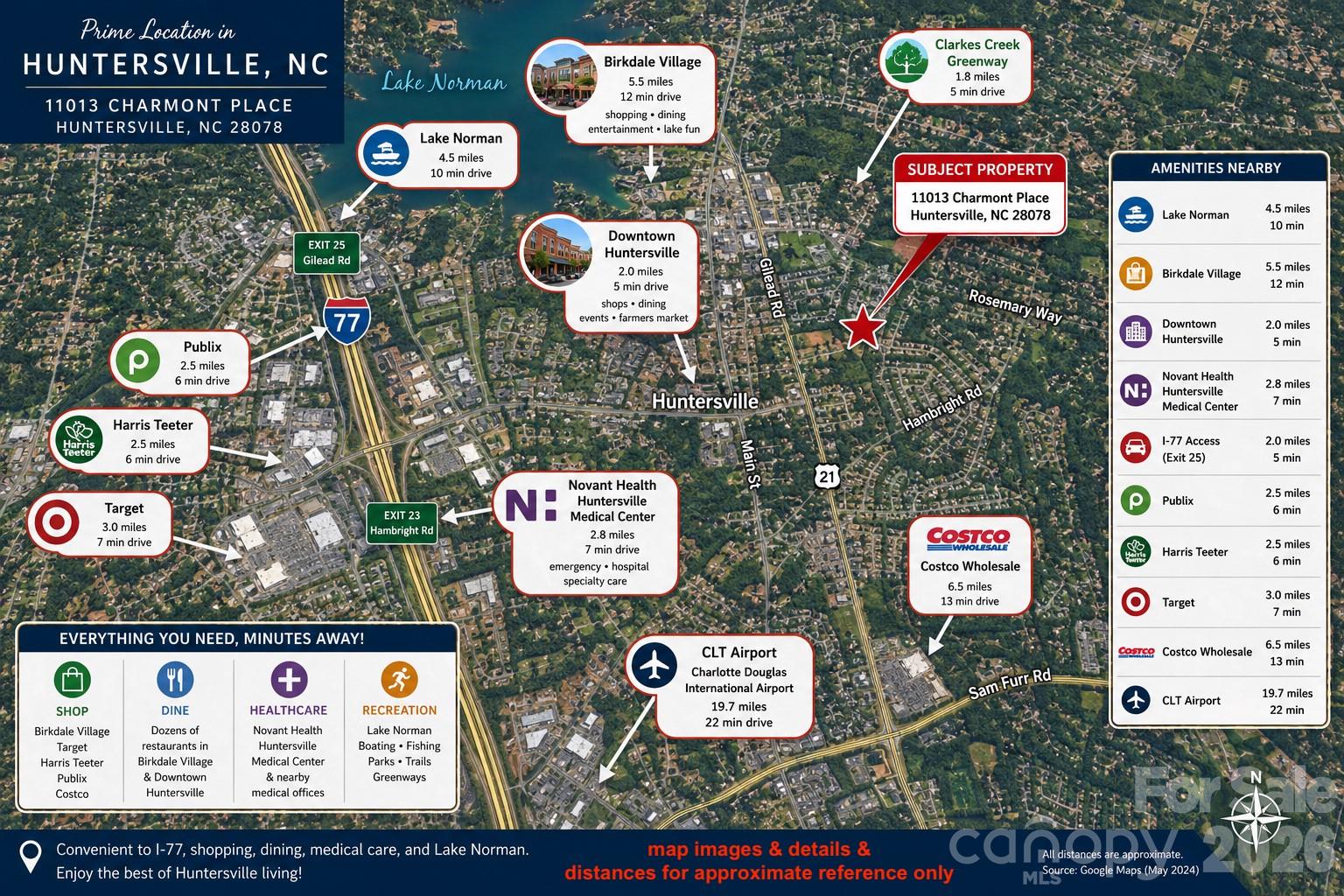 amenities map - 11013 Charmont Place, Huntersville