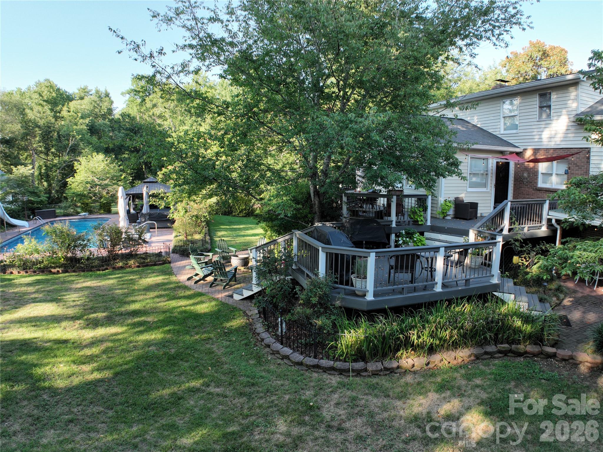 Fenced backyard and pool - 119 Country Meadow Lane, Kings Mountain