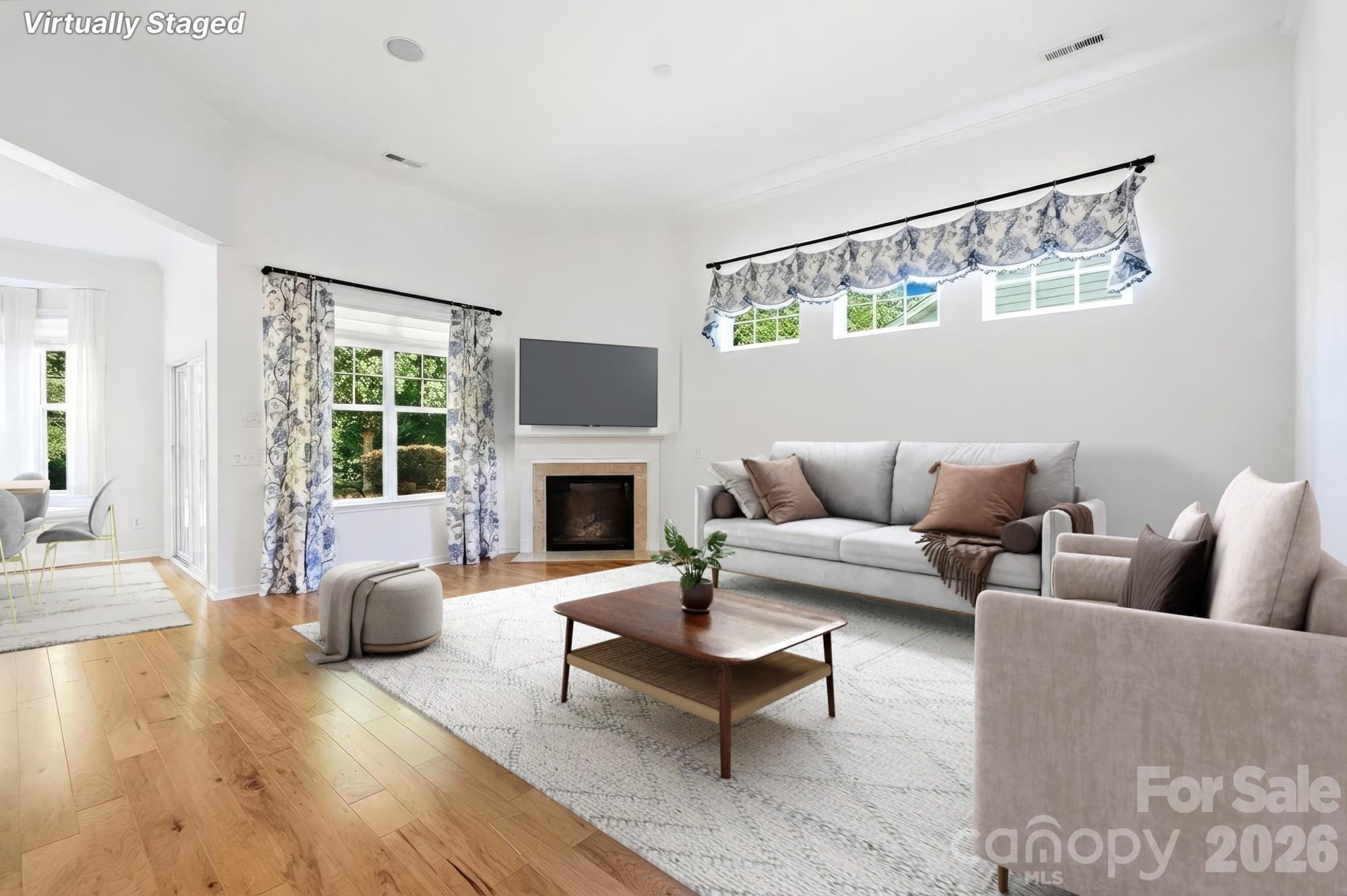 Virtually Staged Living Room - 3076 Streamhaven Drive, Fort Mill