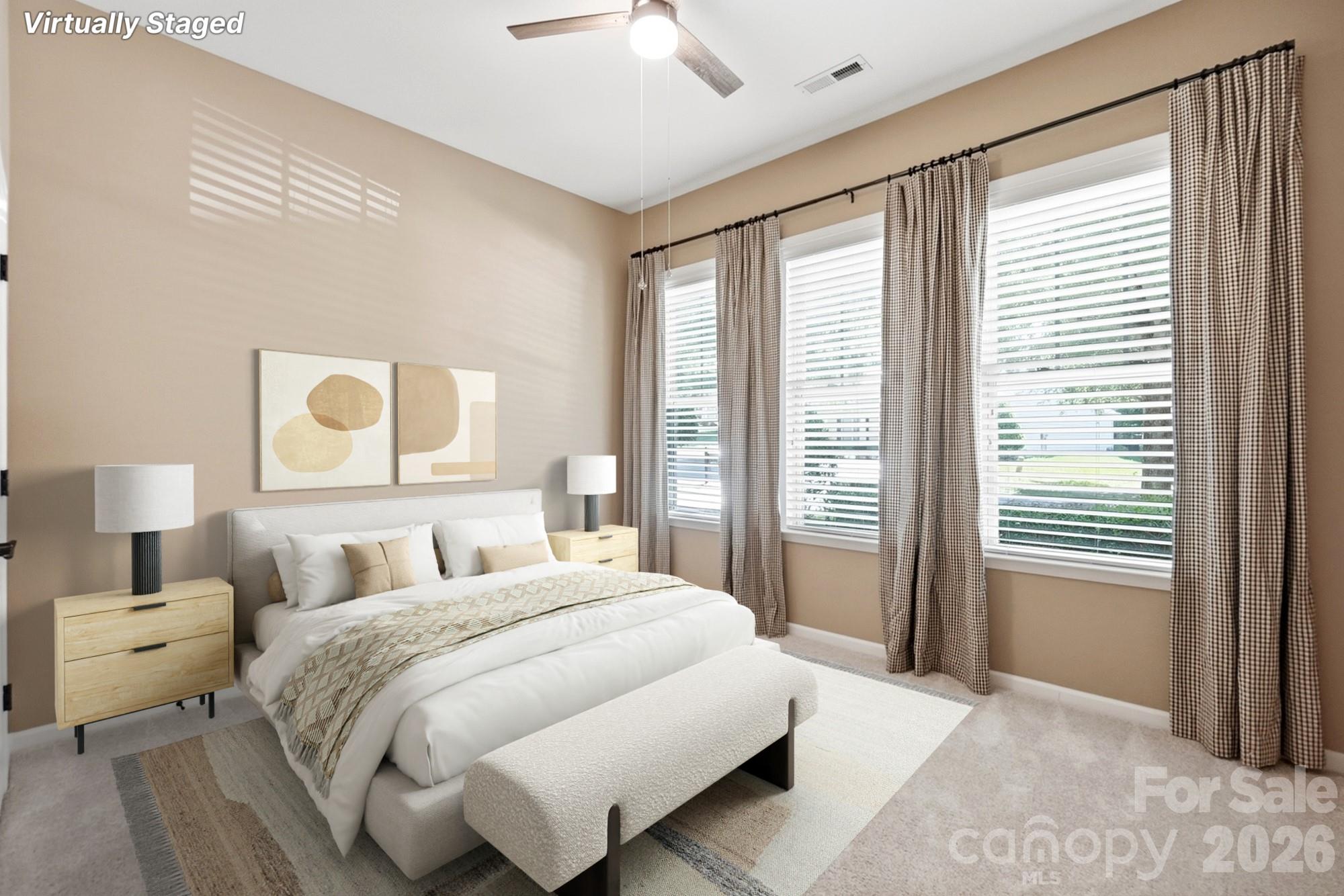 Primary Bedroom virtually staged - 3076 Streamhaven Drive, Fort Mill