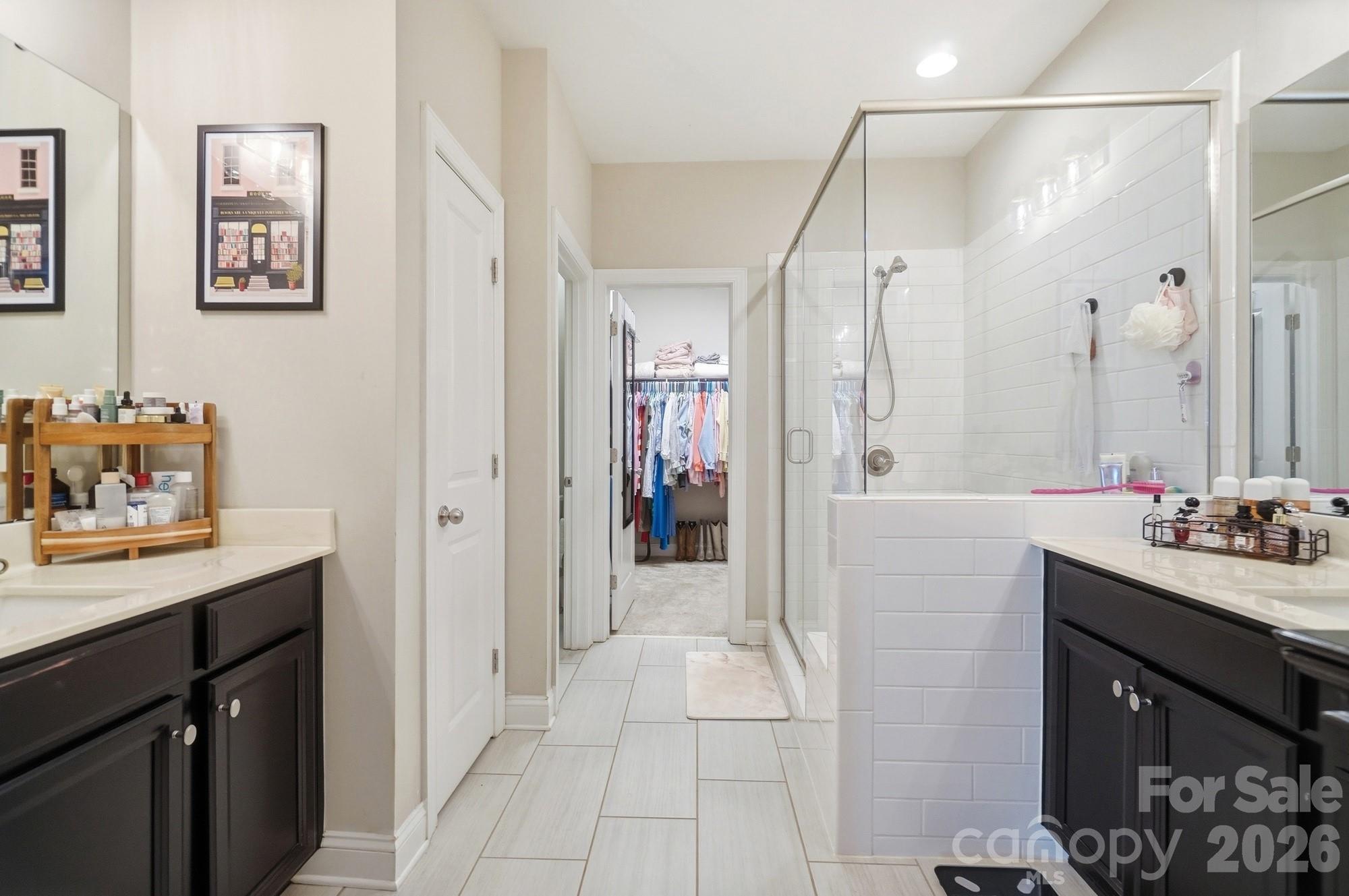 Primary Bath with large tiled shower - 6217 Hove Road, Mint Hill
