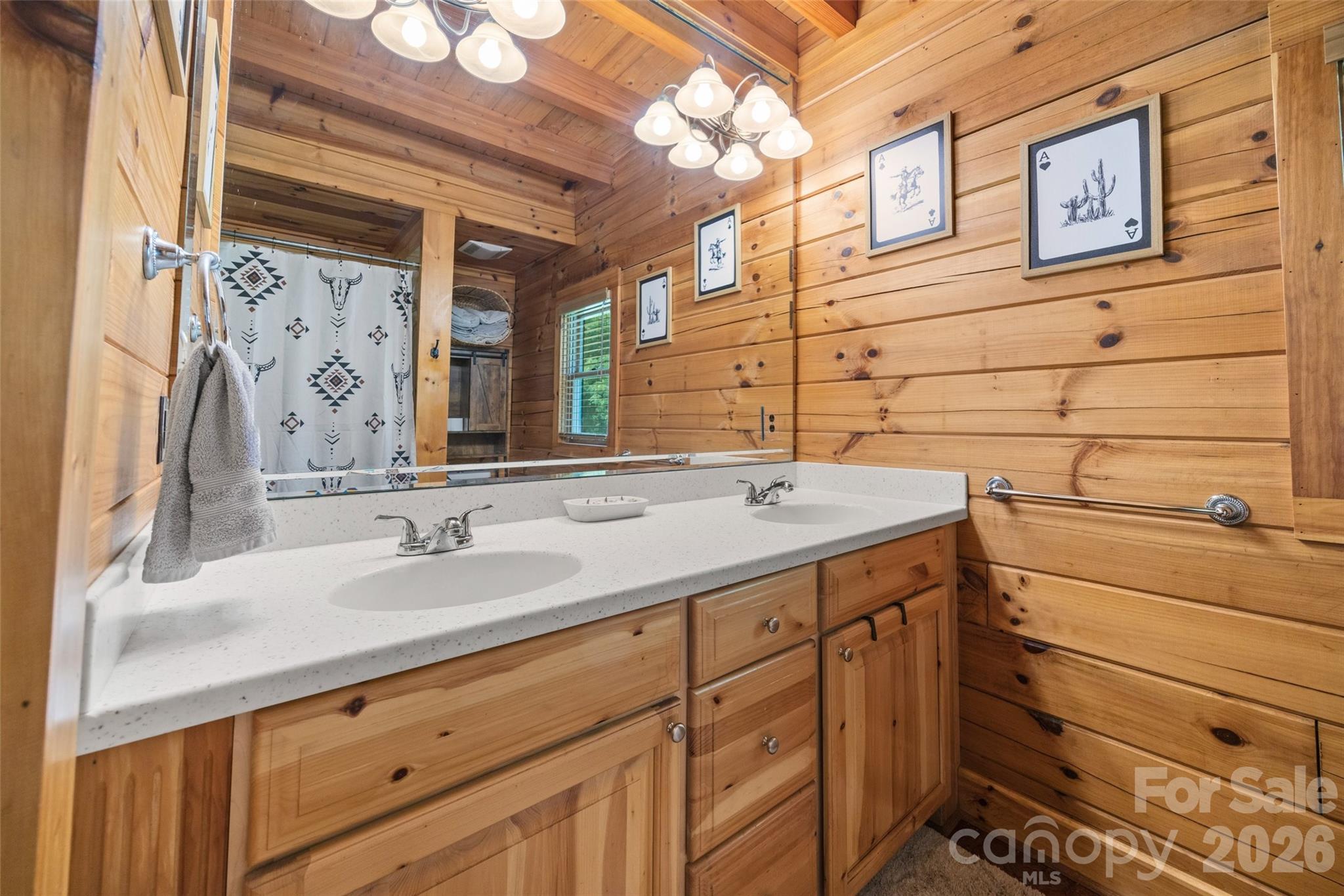 Bathroom with dual sinks - 3448 Center Road, Chester