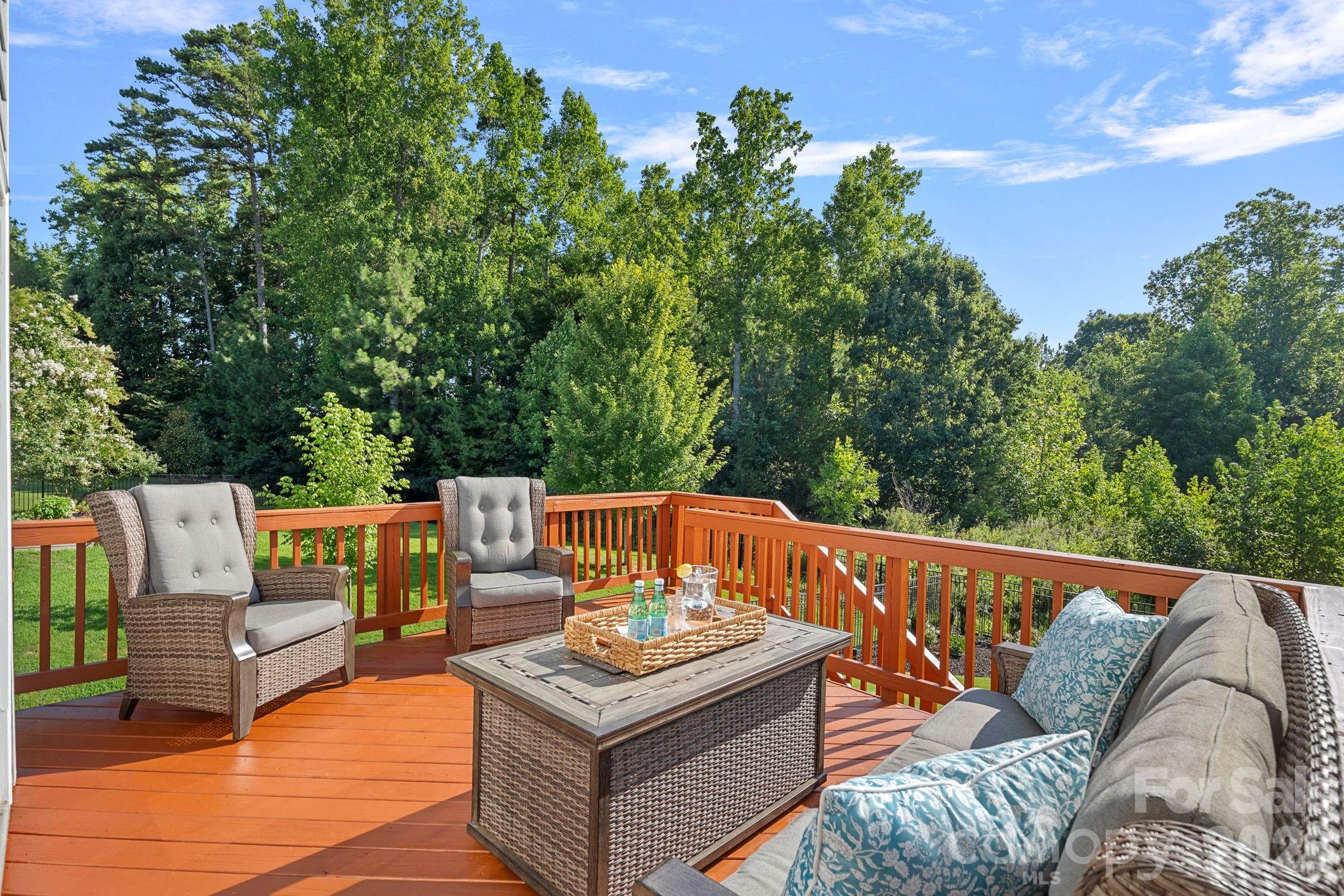 Private outdoor living area with recently stained deck - 13147 Union Square Drive, Huntersville