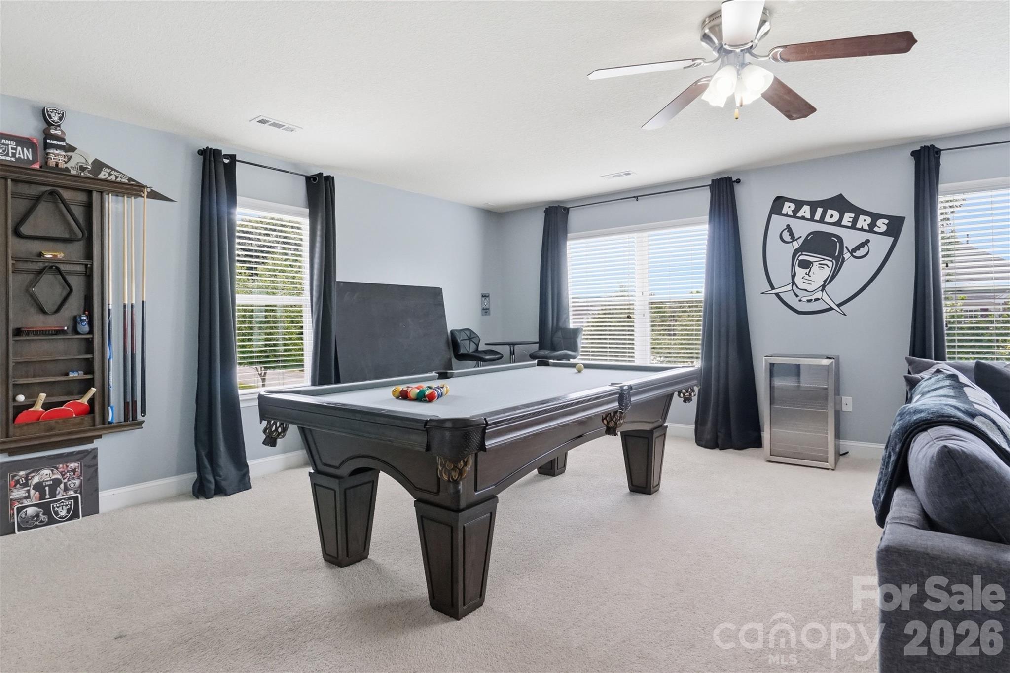 Bonus room with large walk-in closet and ceiling fan! Room is used for billiards, ping pong or just watching movies! - 835 Estuary Court, Rock Hill