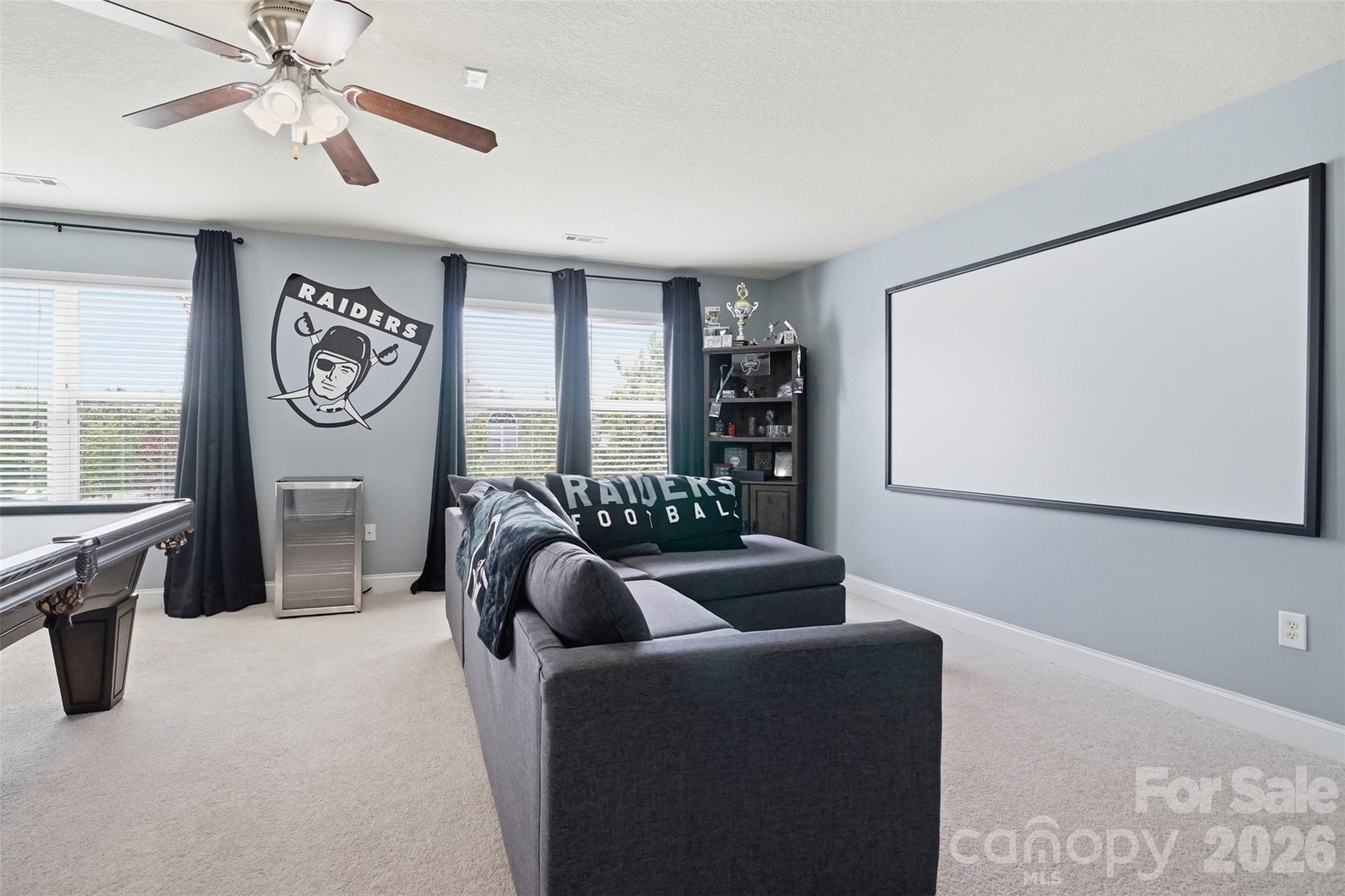 Movie area of bonus room - 835 Estuary Court, Rock Hill