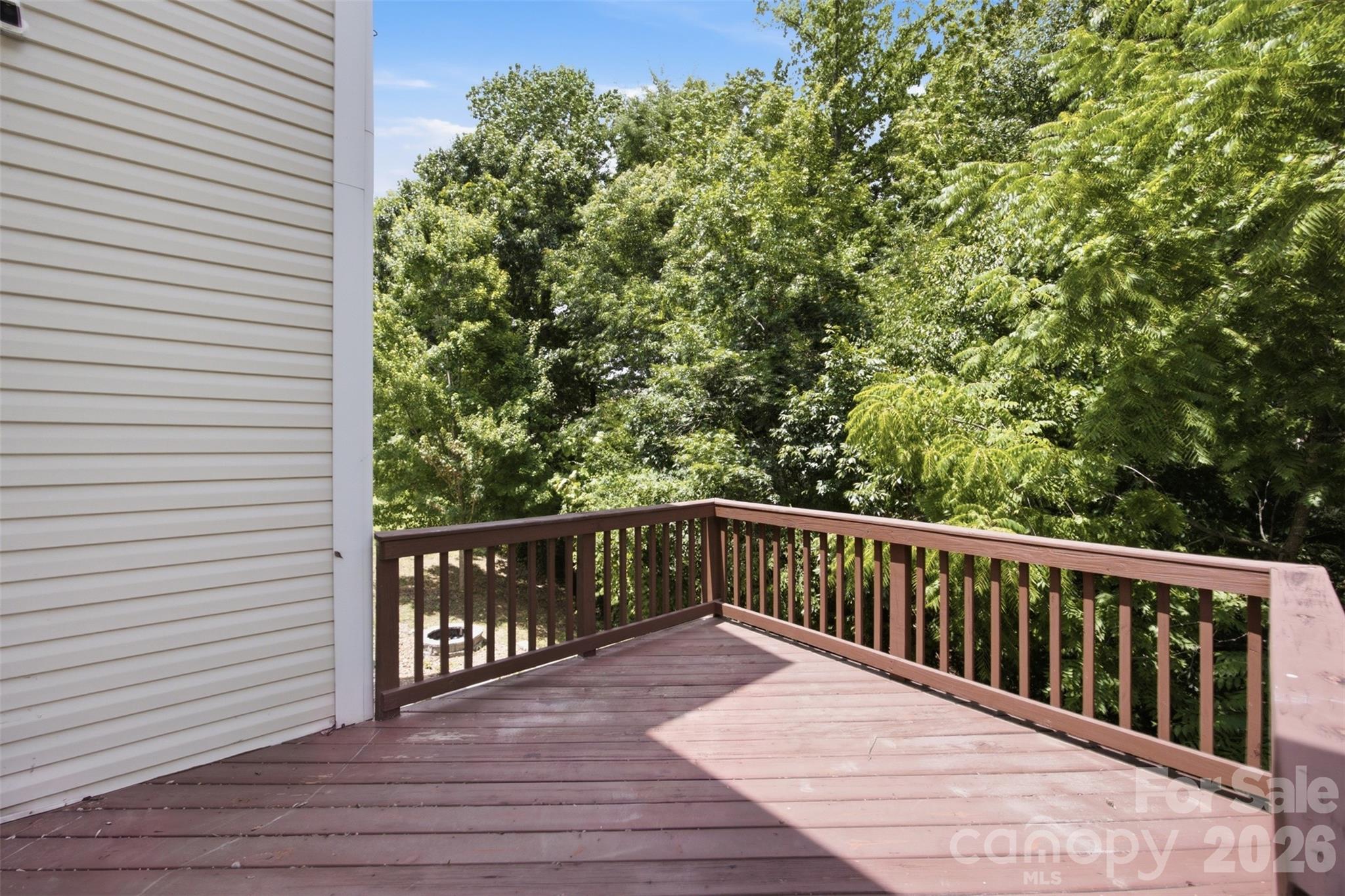 Elevated deck overlooking the private backyard. - 423 Fischer Road, Fort Mill