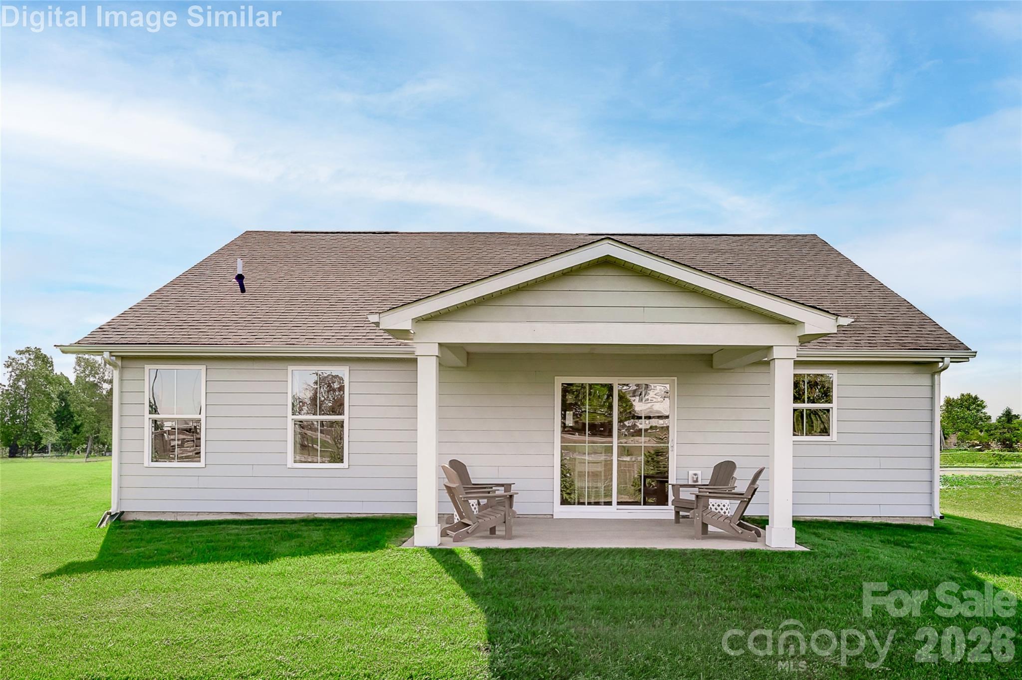 Optional rear porch shown—an inviting space to unwind. Standard home includes a sunny 10x14 patio perfect for morning coffee or evening breezes. - 333 Linwood Estates Drive, Lexington