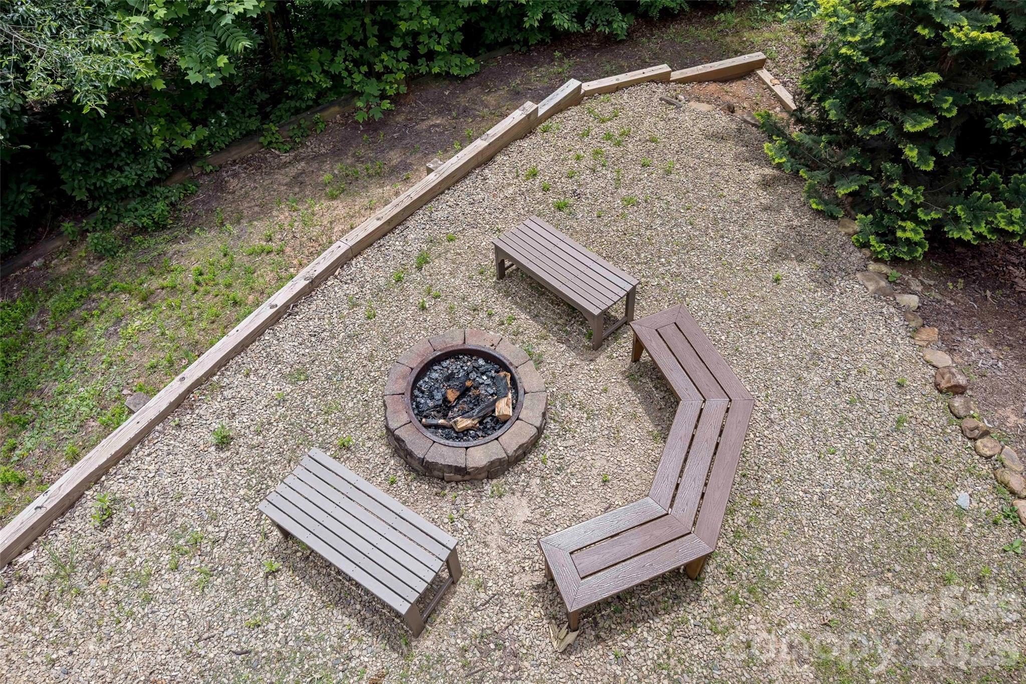 Fire pit area, fully prepared for outdoor leisure and entertaining. - 179 Rock Spring Road, Lake Lure