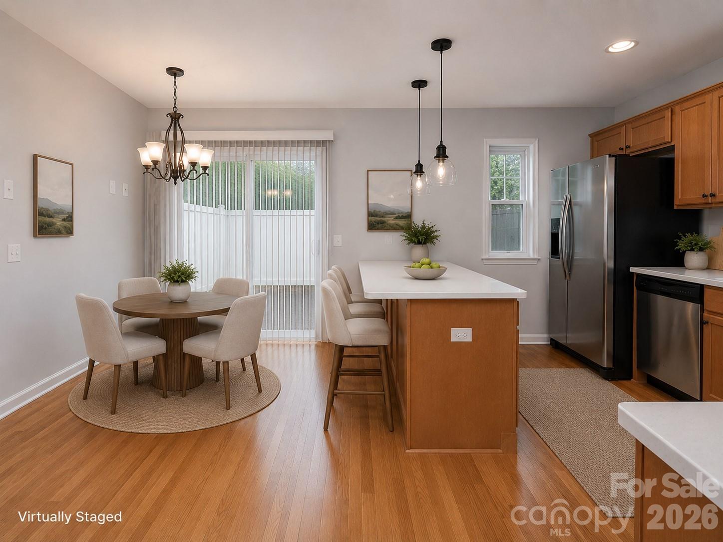 kitchen and dining virtually staged - 1929 Billingsville School Court, Charlotte
