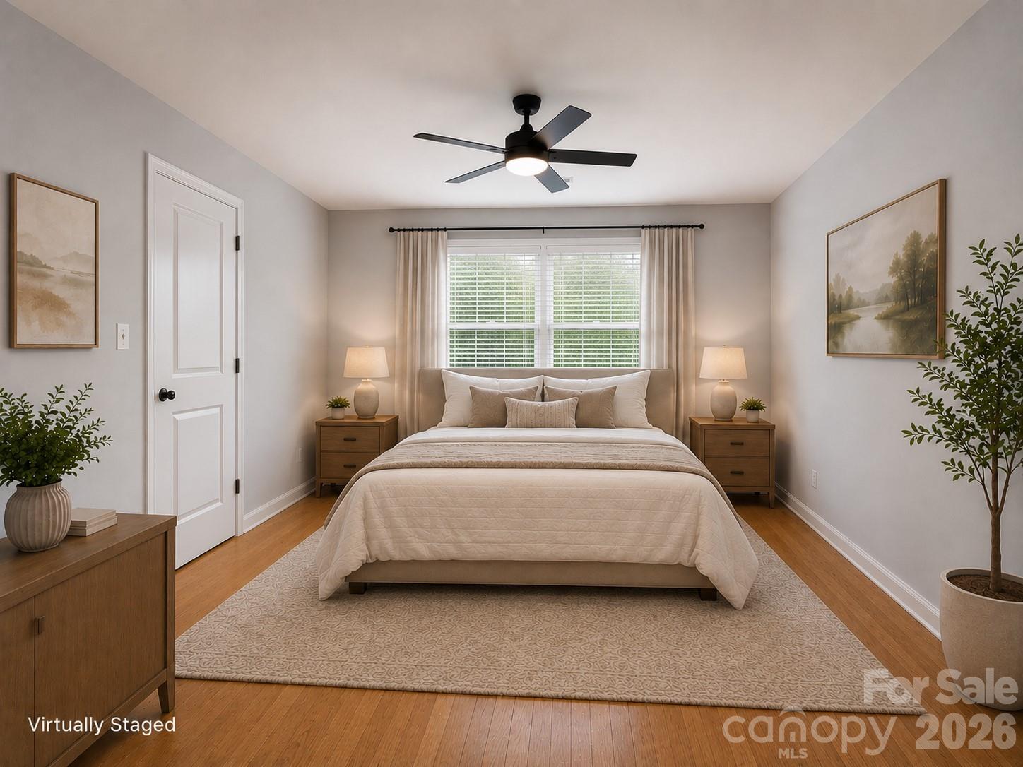 primary bedroom main floor virtually staged - 1929 Billingsville School Court, Charlotte