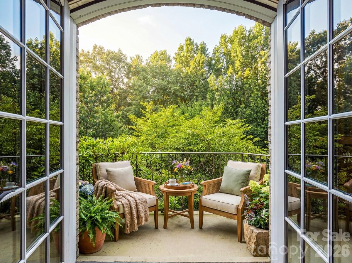 Virtually Staged bedroom balcony overlooking estate - 150 Rainbow View Drive, Fletcher