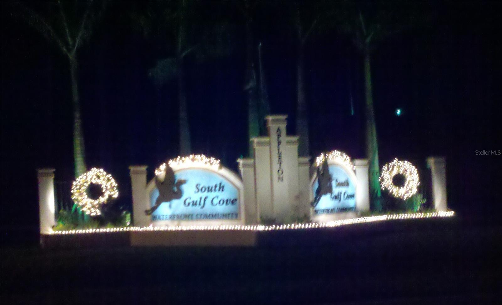 One of 4 main entrances to South Gulf Cove all dressed up for the Holidays! - 14473 EDNA CIR, PORT CHARLOTTE