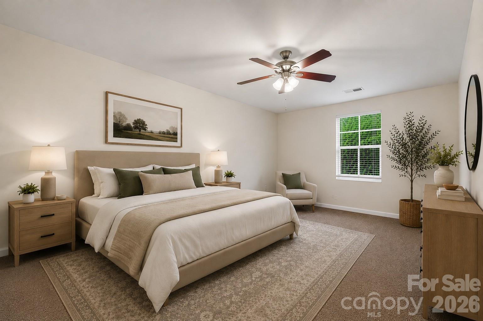 Virtually Staged Primary Bedroom - 2231 Beauty Street, Statesville