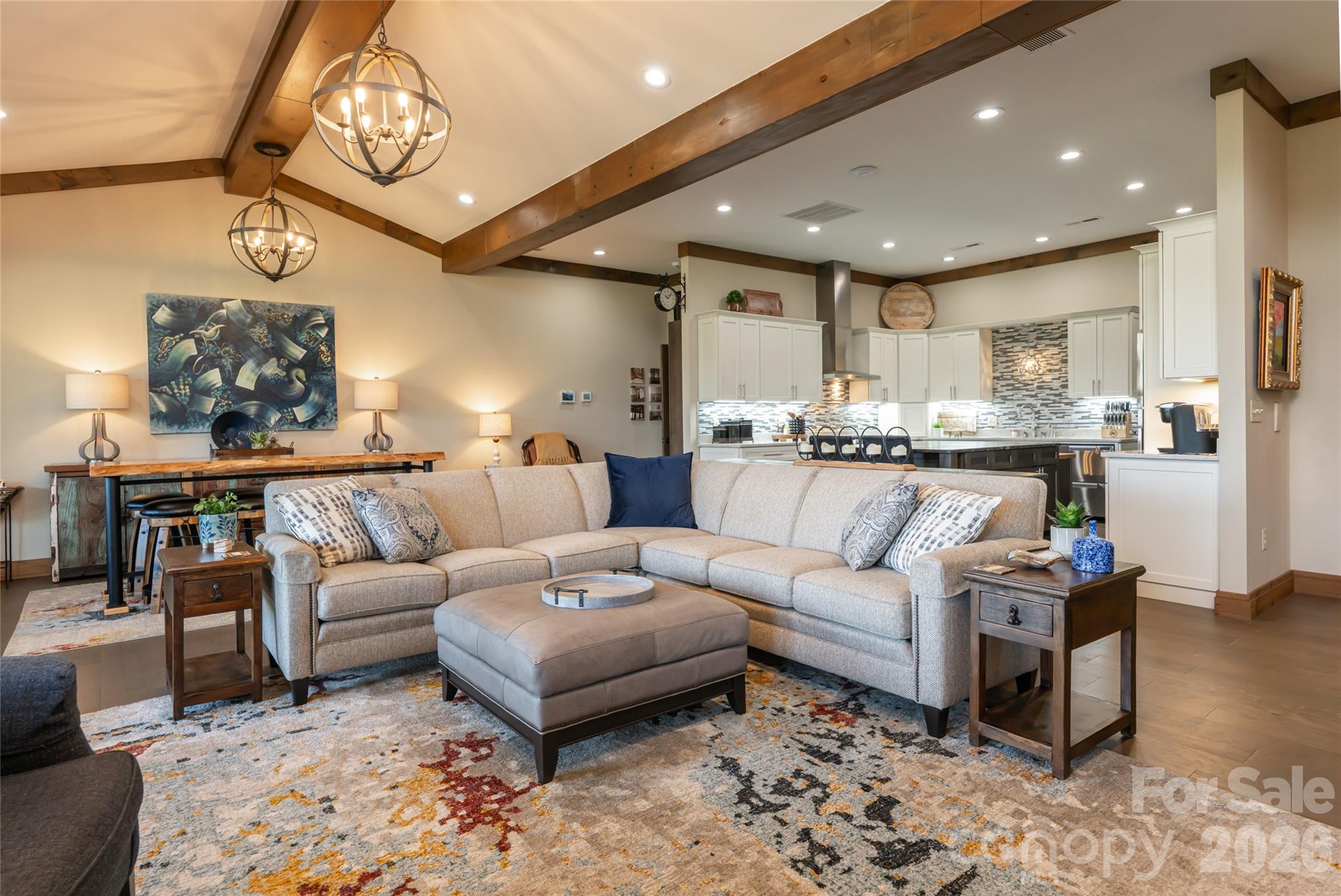 Open concept kitchen/living/dining area. - 660 Pleasant Grove Road, Hendersonville