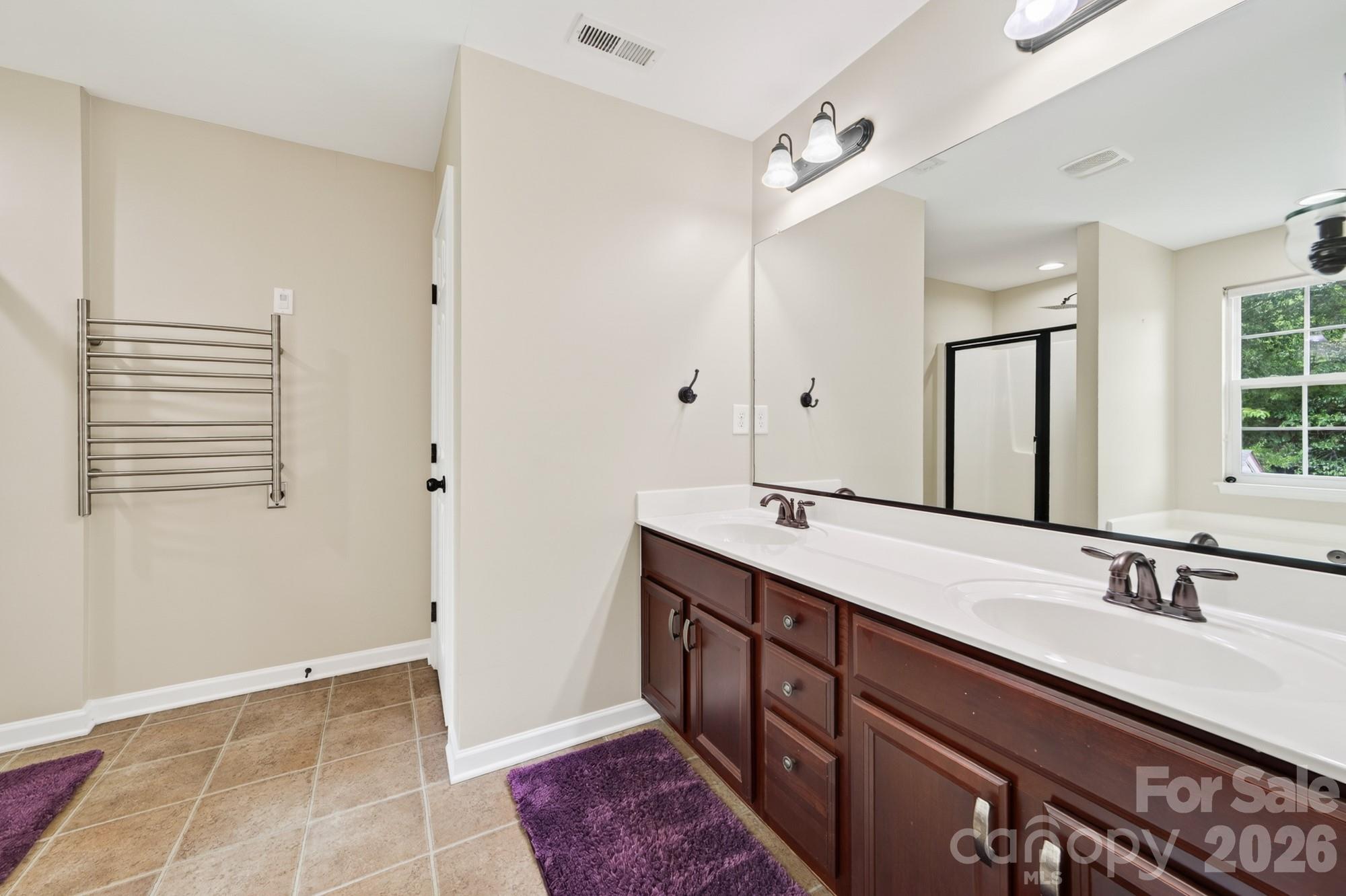 Dual sink/vanity in primary - 8261 Bridgegate Drive, Huntersville
