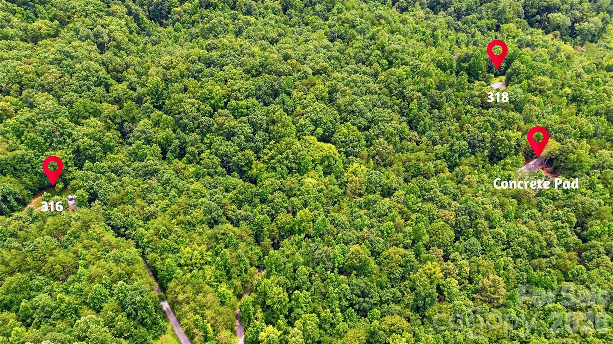 Ariel showing both homes - 316-318 Cane Creek Mountain Road, Union Mills
