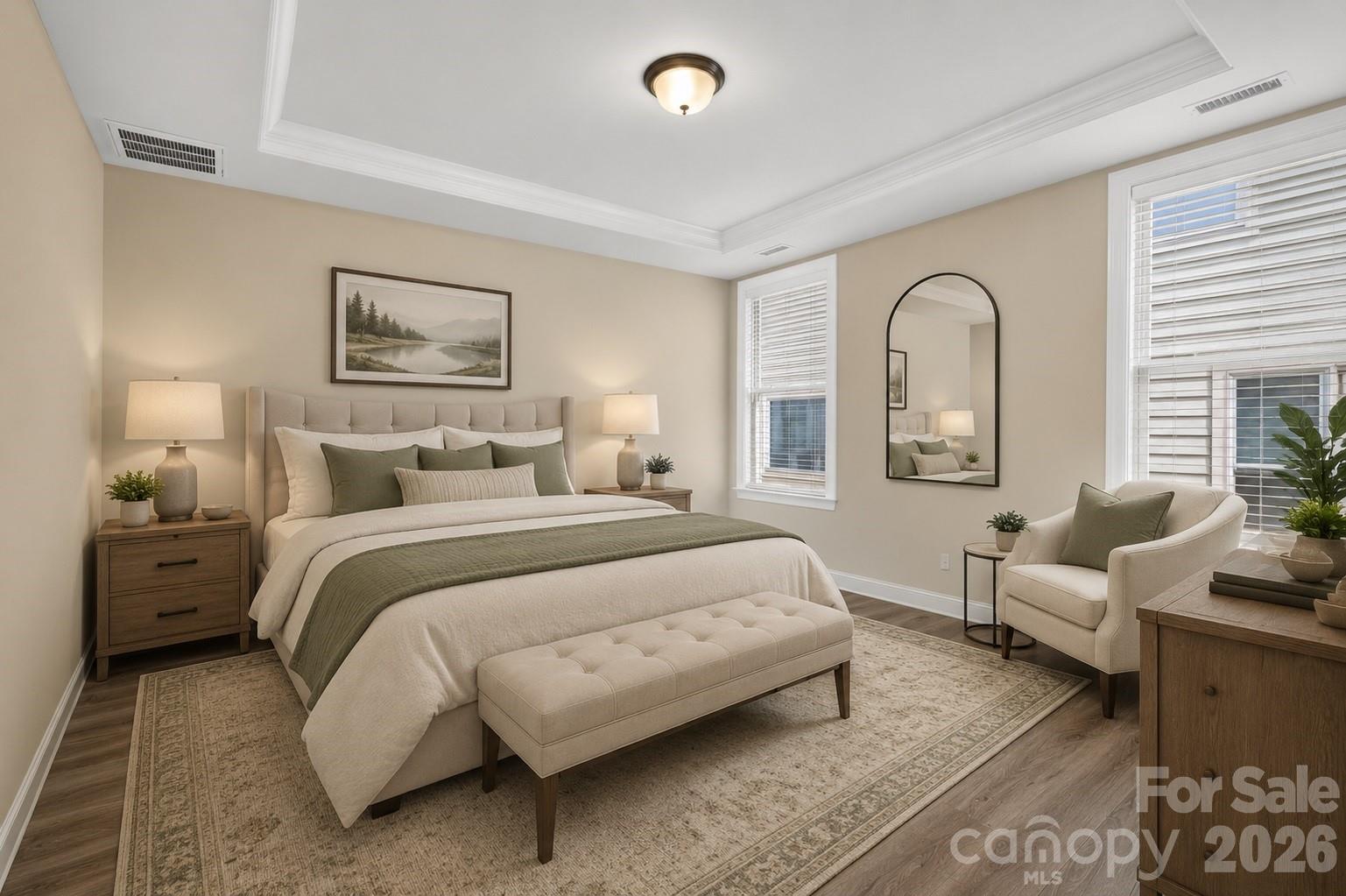Virtually staged primary bedroom - 127 Johnson Manor Street, Mooresville