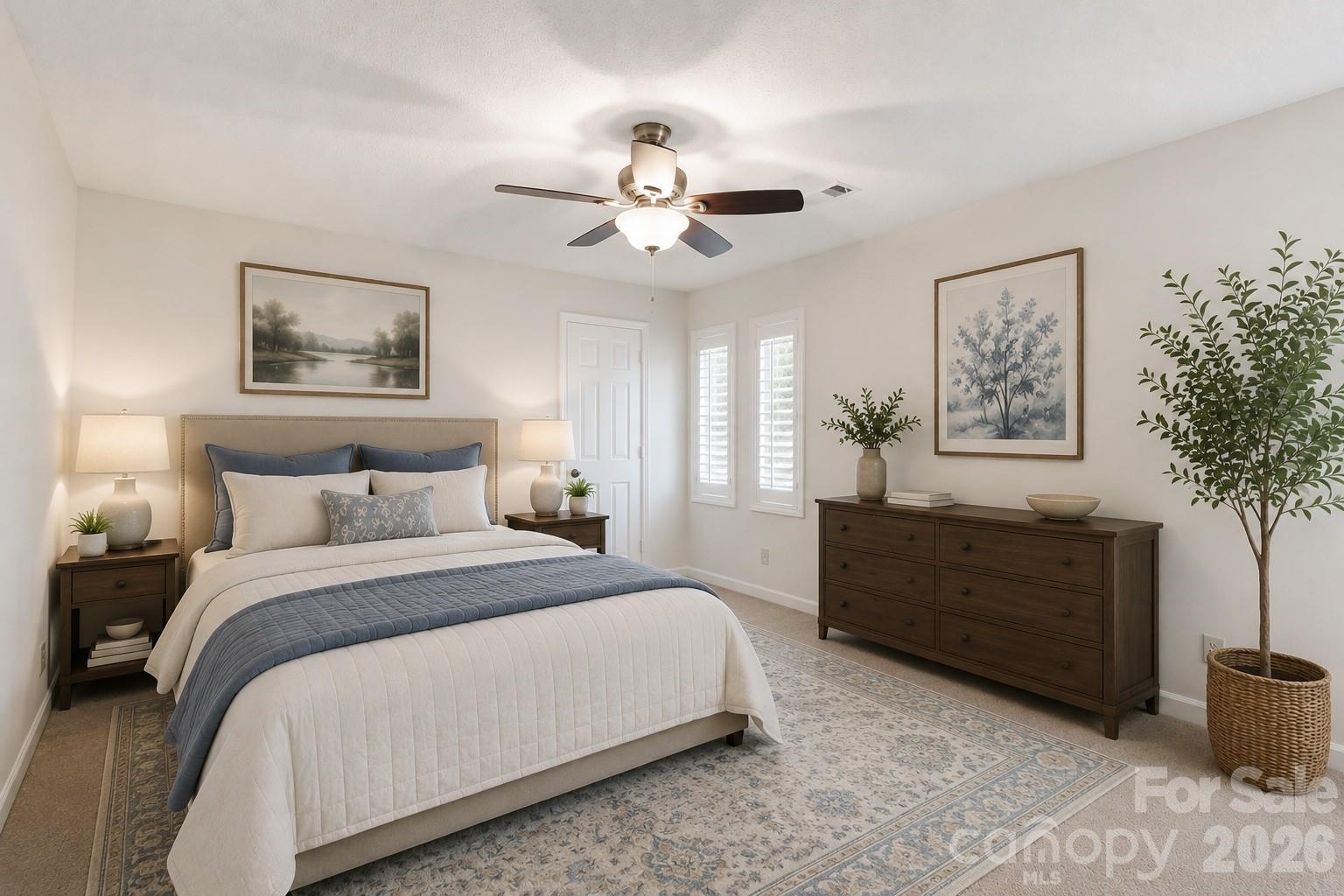Virtually staged - Second floor primary bedroom with ensuite bath - 2500 Round Table Road, Monroe