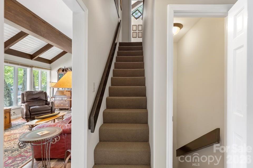Stairs to the Upper and Lower Levels - 82 Innsbrook Drive, Lake Toxaway