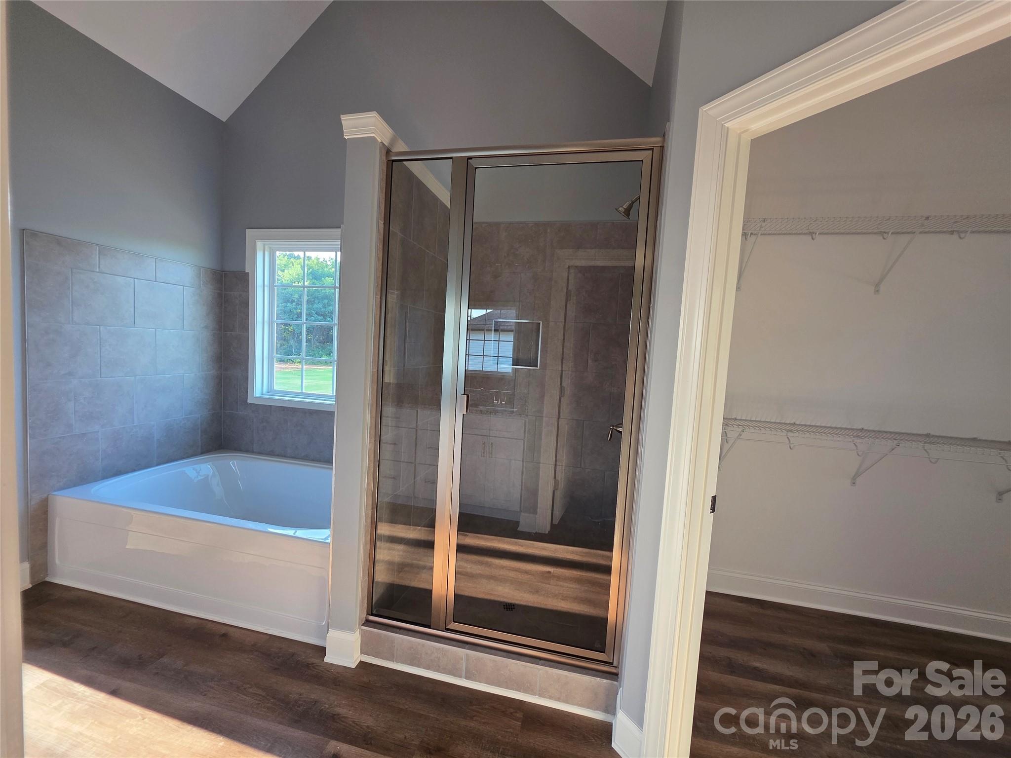 Primary Bathroom Shower and Garden Tub - 5517 Harvest Hills Road, Bessemer City