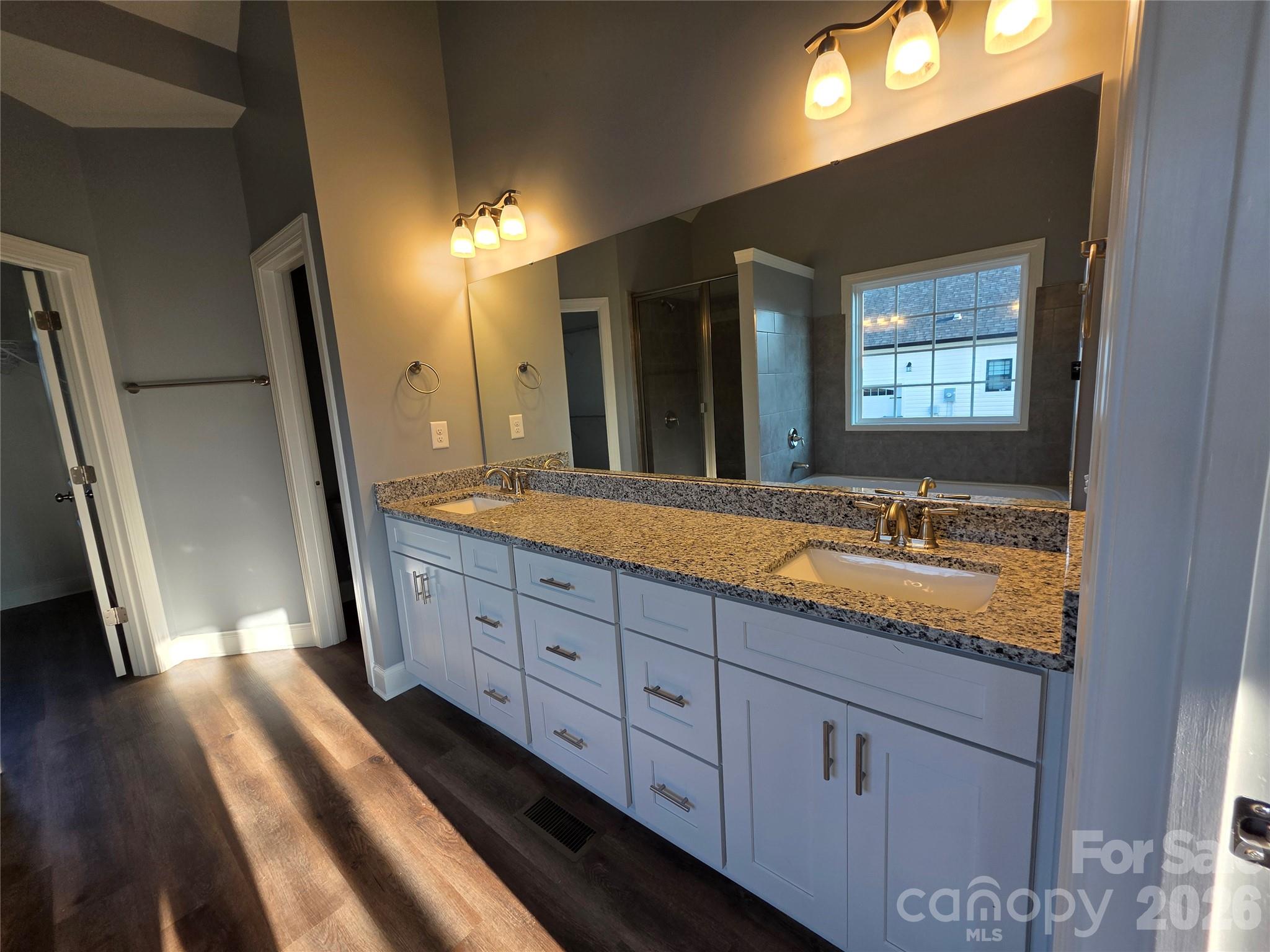 Primary Bathroom Double Vanity - 5517 Harvest Hills Road, Bessemer City
