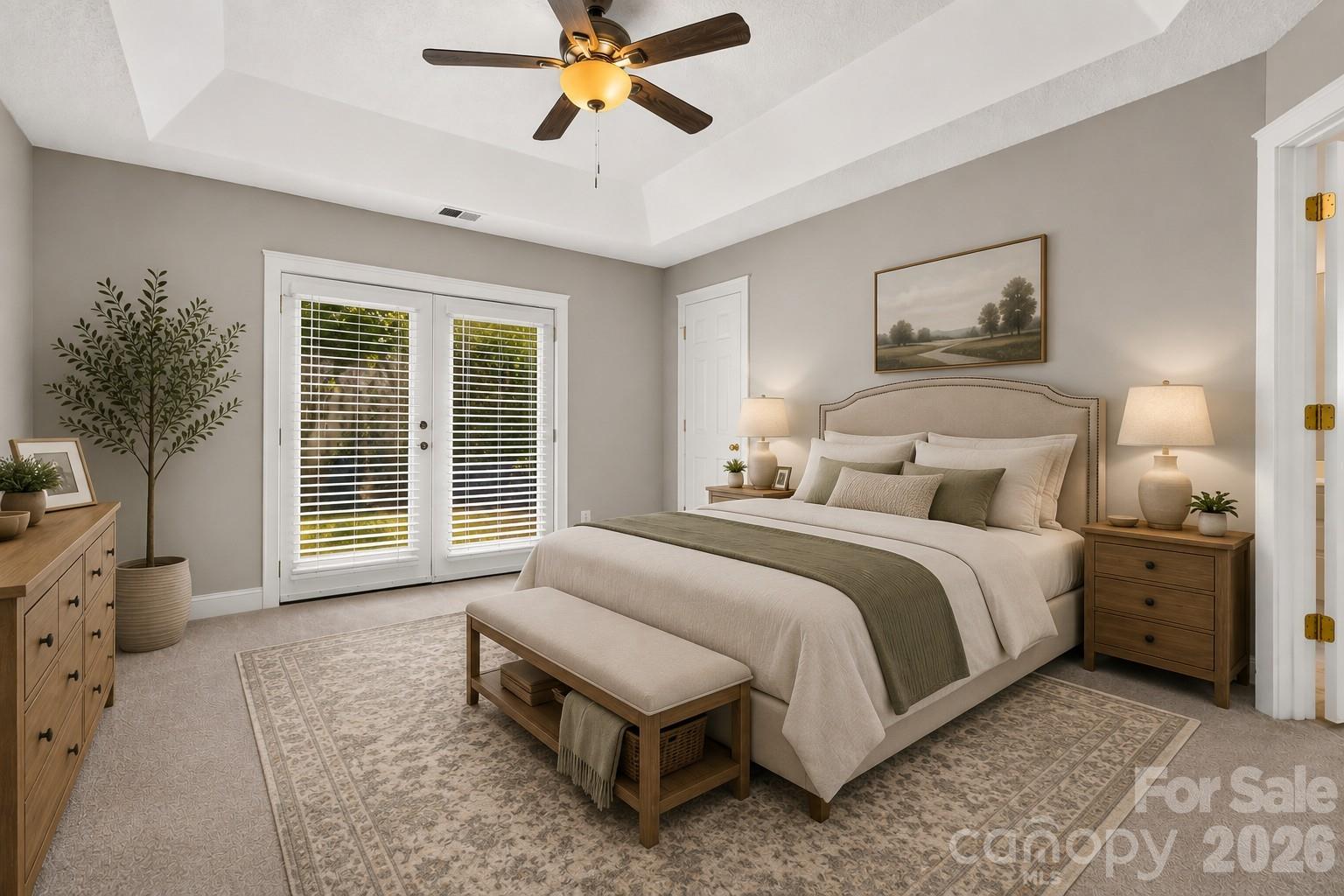 Virtually Staged Primary Bedroom - 13824 Hastings Farm Road, Huntersville