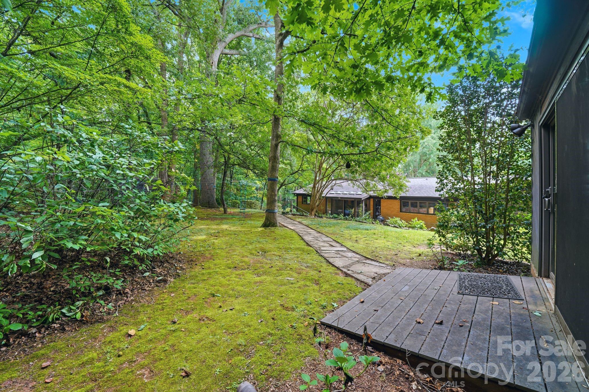 View from detached building to the home - 515 Dogwood Lane, Belmont
