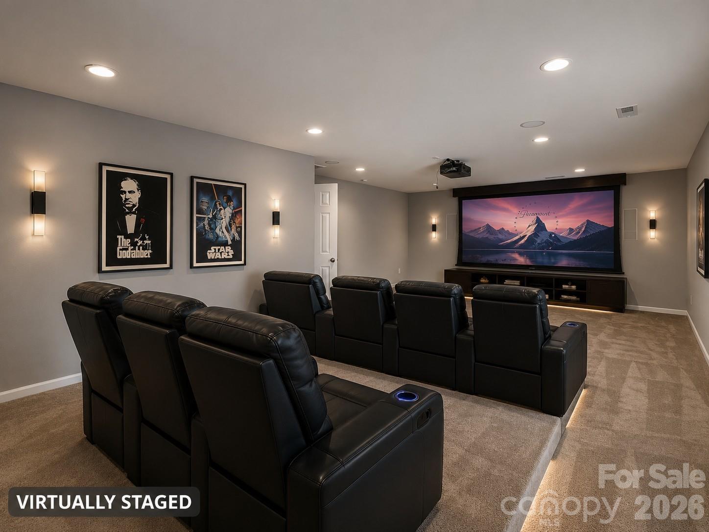 Media Room Virtually Staged - 5307 Hackberry Lane SW, Concord