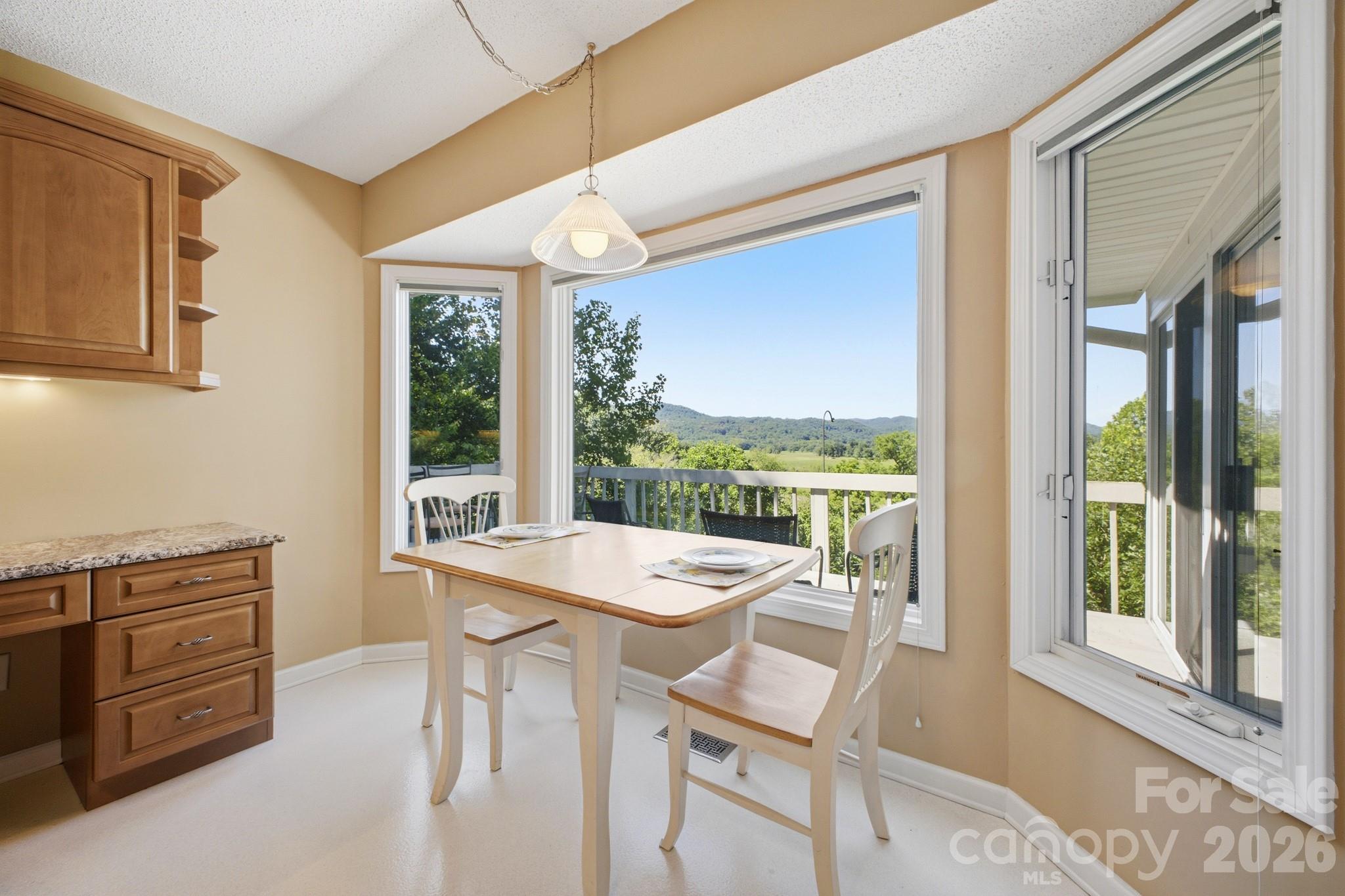 Year round Mountain Views from the breakfast nook - 1870 Riverview Court, Hendersonville