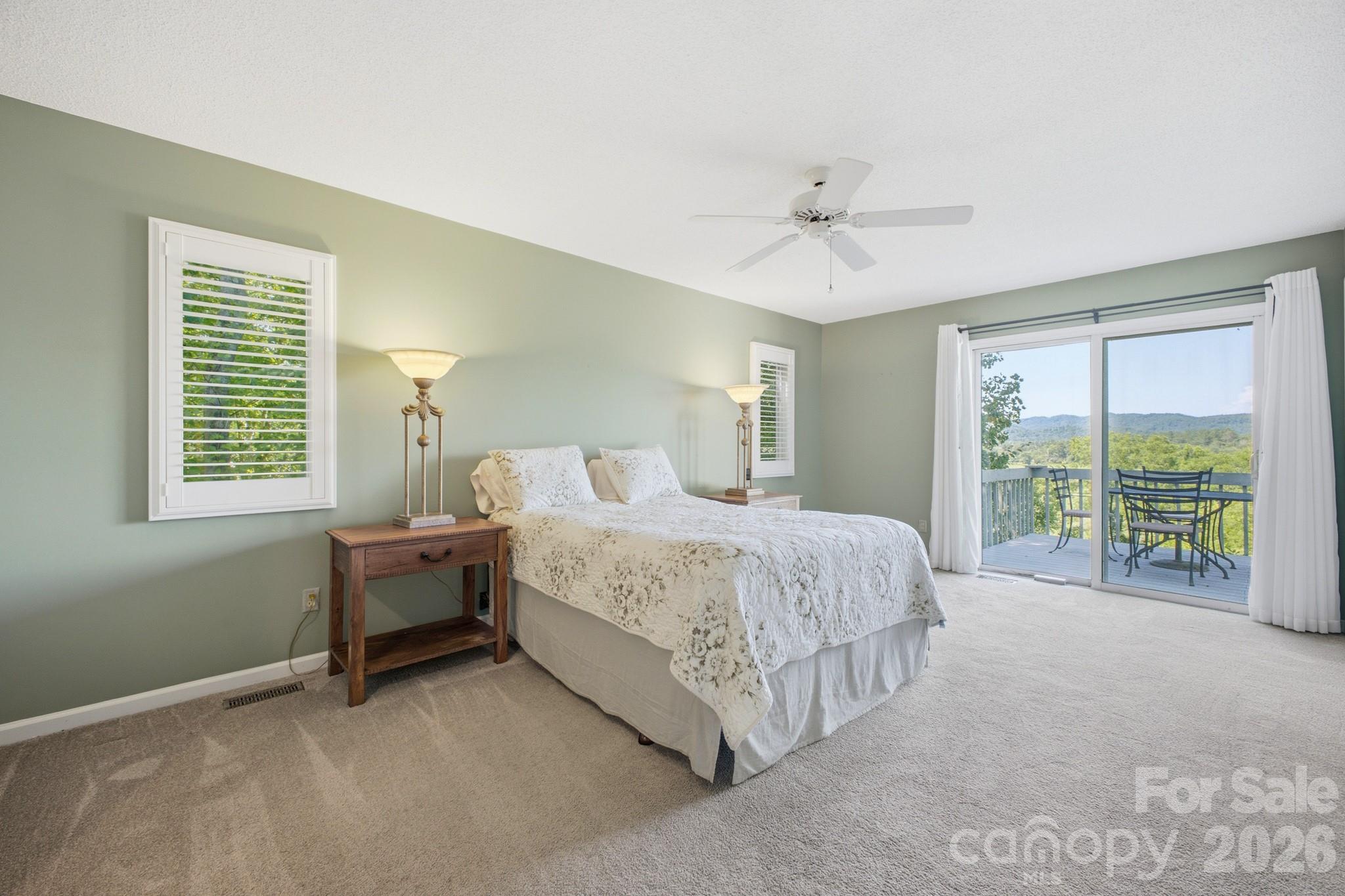Primary En-Suite has great Mountain Views & Plantation Shutters - 1870 Riverview Court, Hendersonville