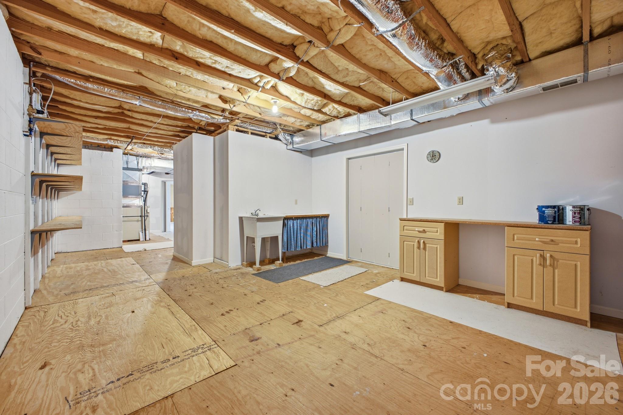 Large Workshop Area in the Lower Level - 1870 Riverview Court, Hendersonville