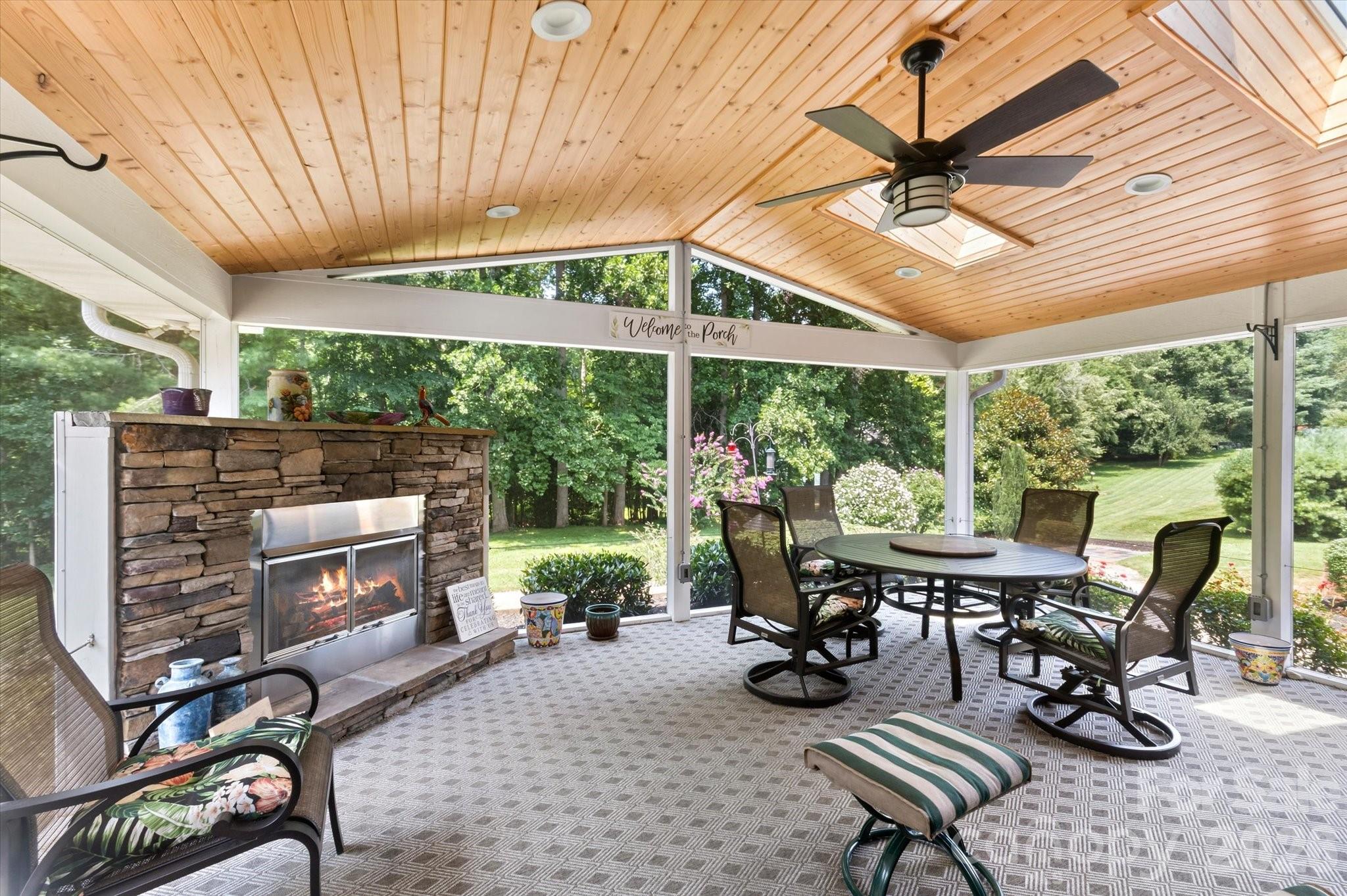Huge screened in porch with gas log fireplace - 12 Highlander Lane, Hendersonville