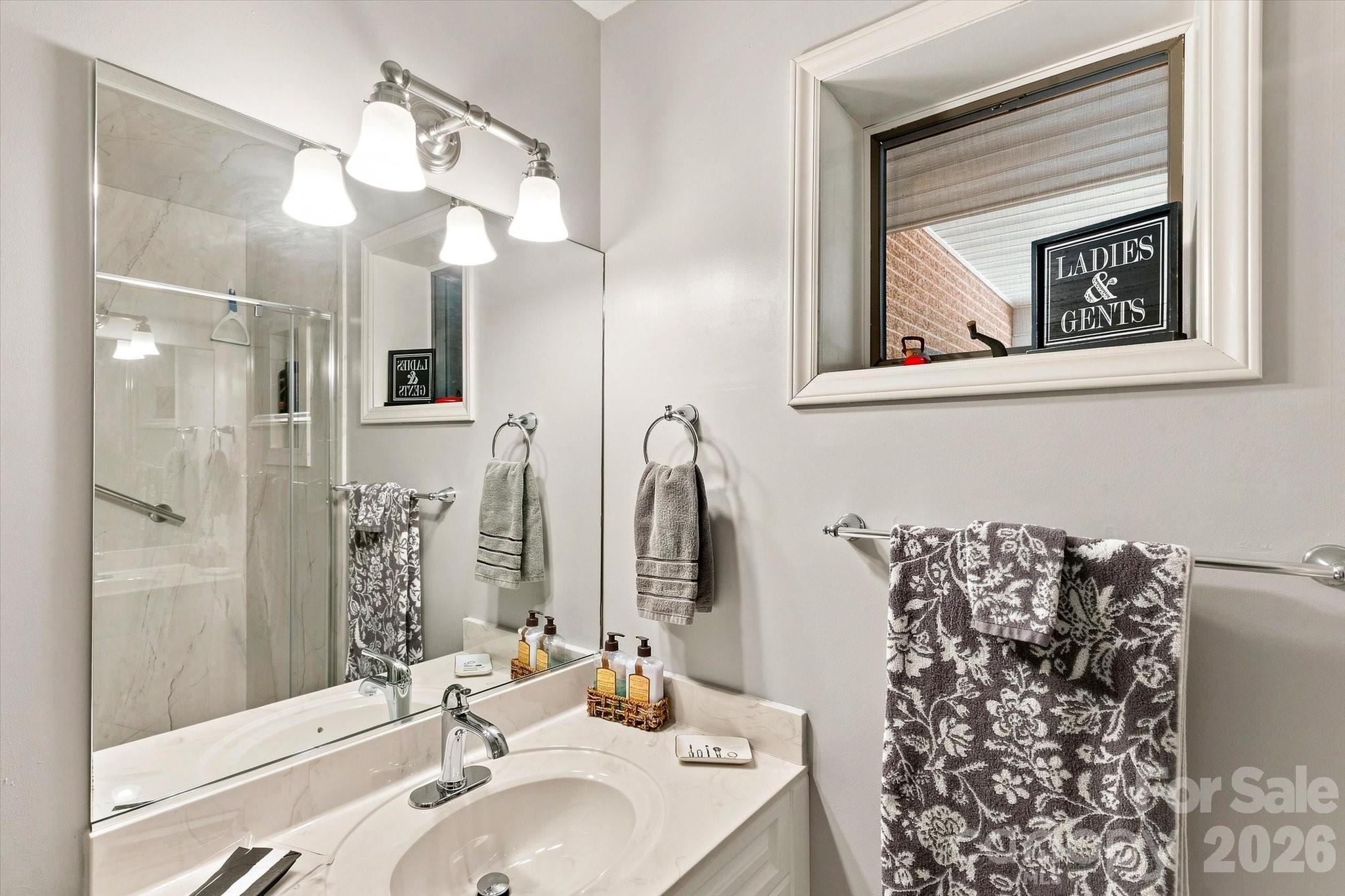 Lower level full bath with new shower and counter top - 12 Highlander Lane, Hendersonville