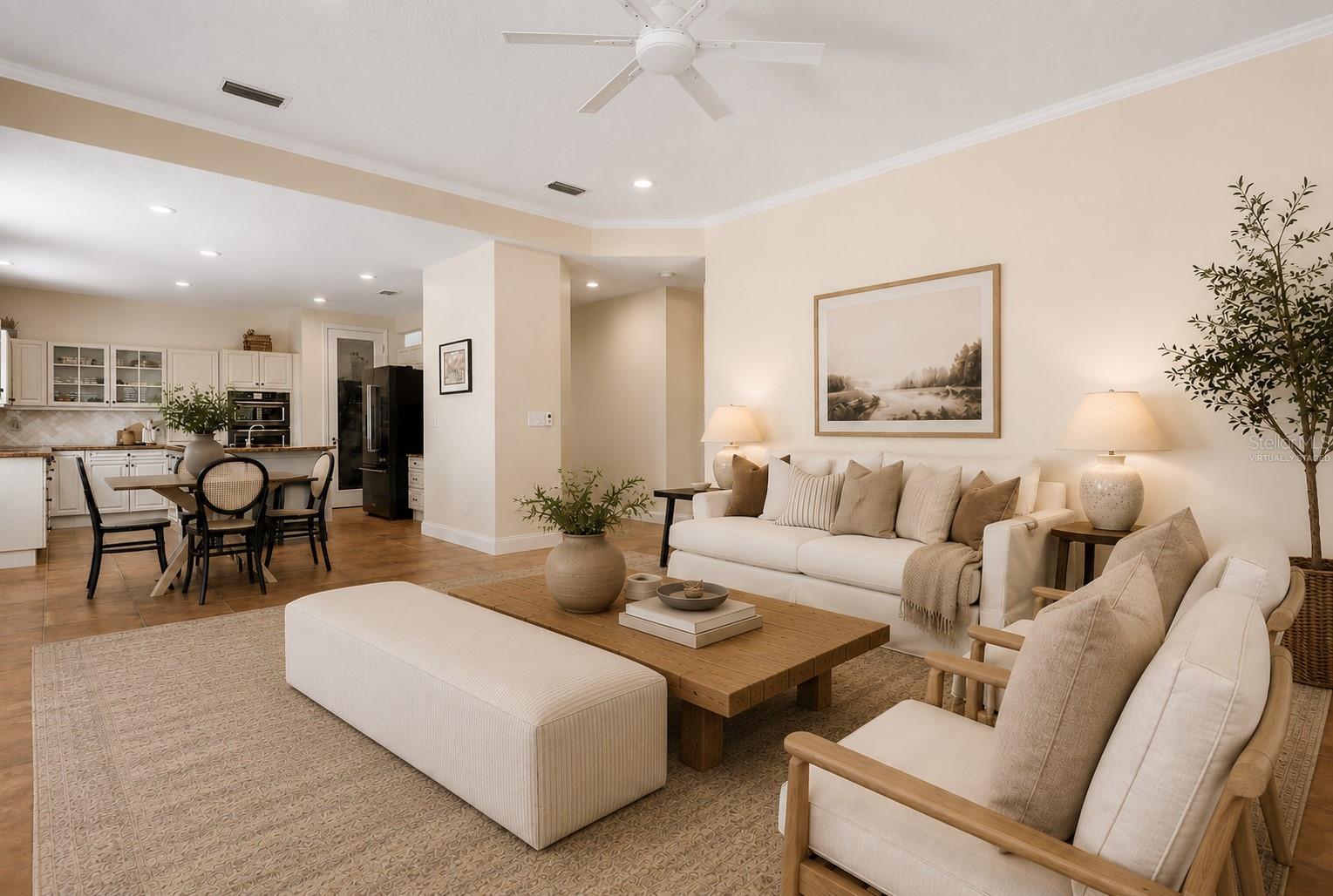 Virtually Staged Family Room - 6 MONTERREY DR, PALM COAST