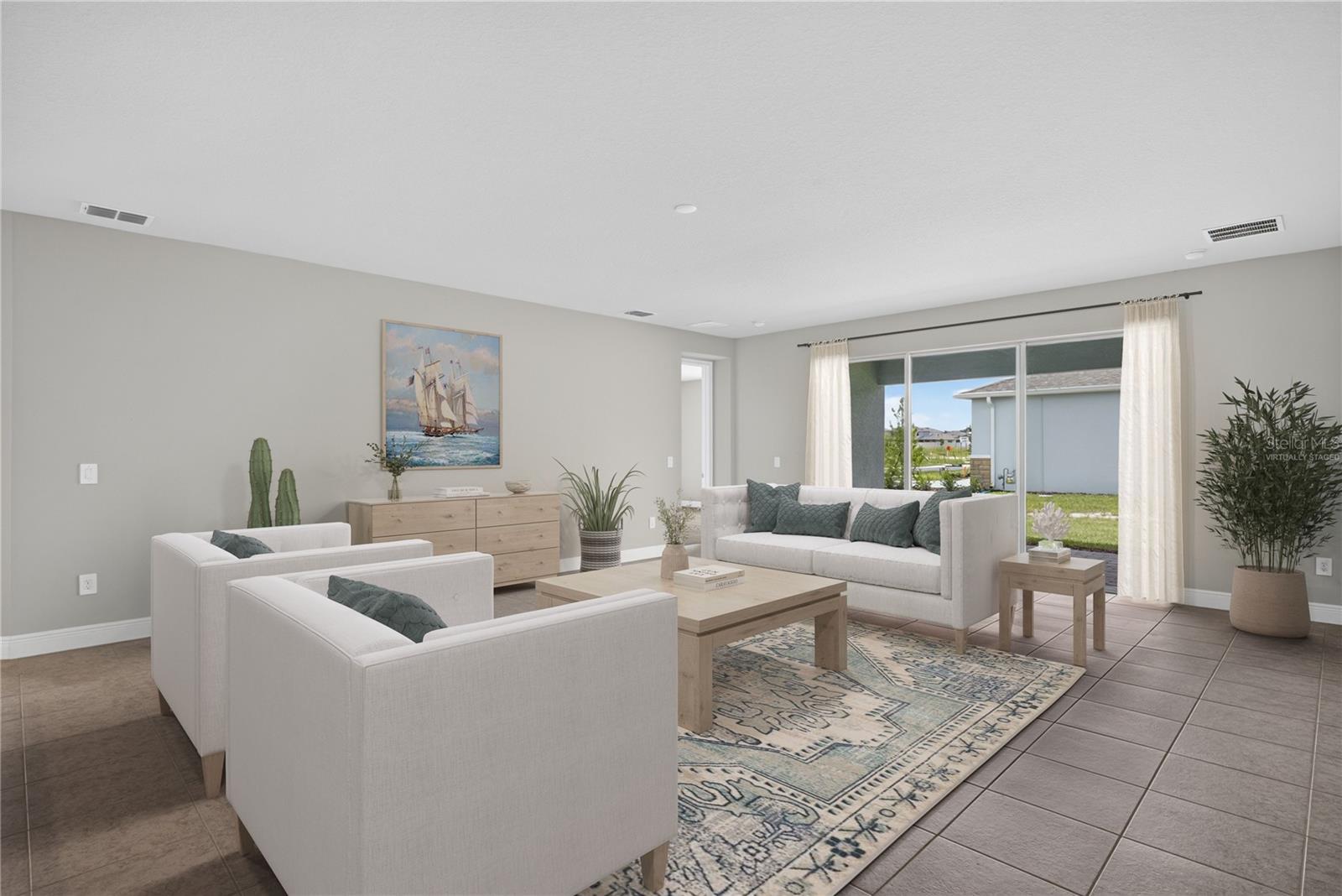 virtually staged great room - 9026 SUNDANCE TER, PARRISH