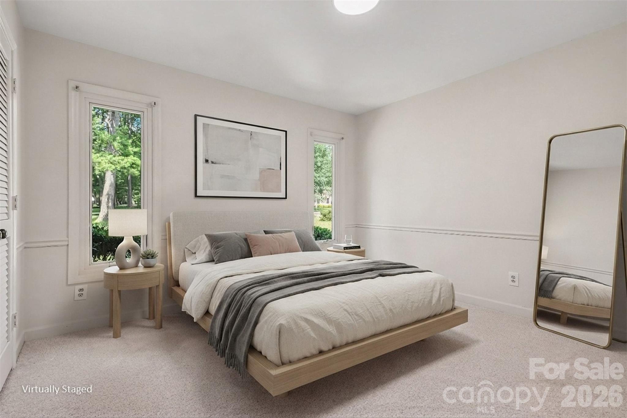 Bedroom 2 has new carpet and is spacious at 12 x12. - 13520 Andulusian Drive, Matthews